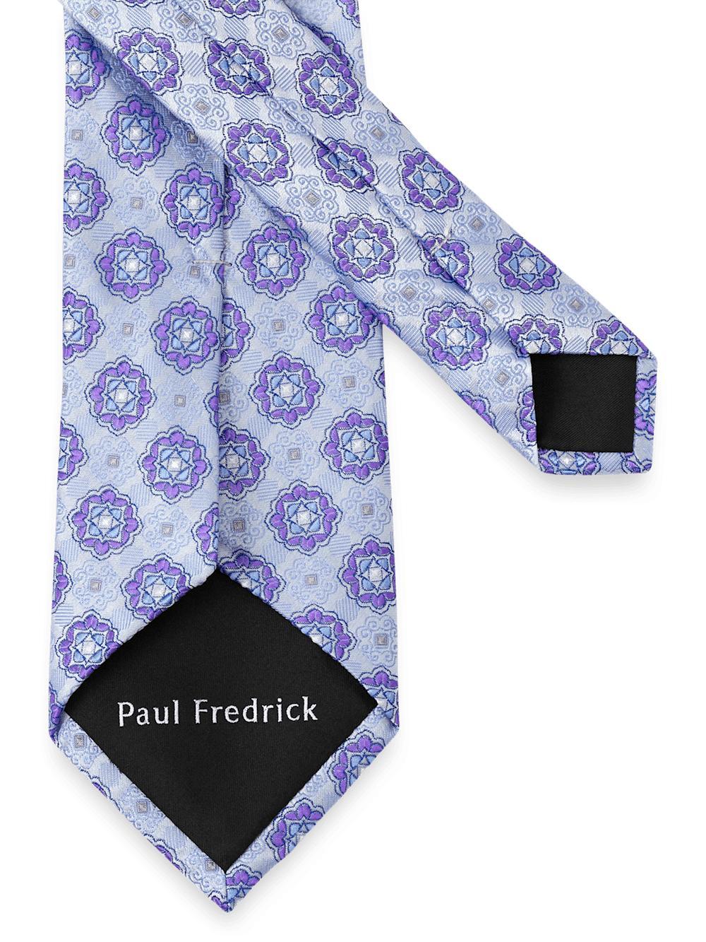 Medallion Woven Silk Tie - Purple Product Image