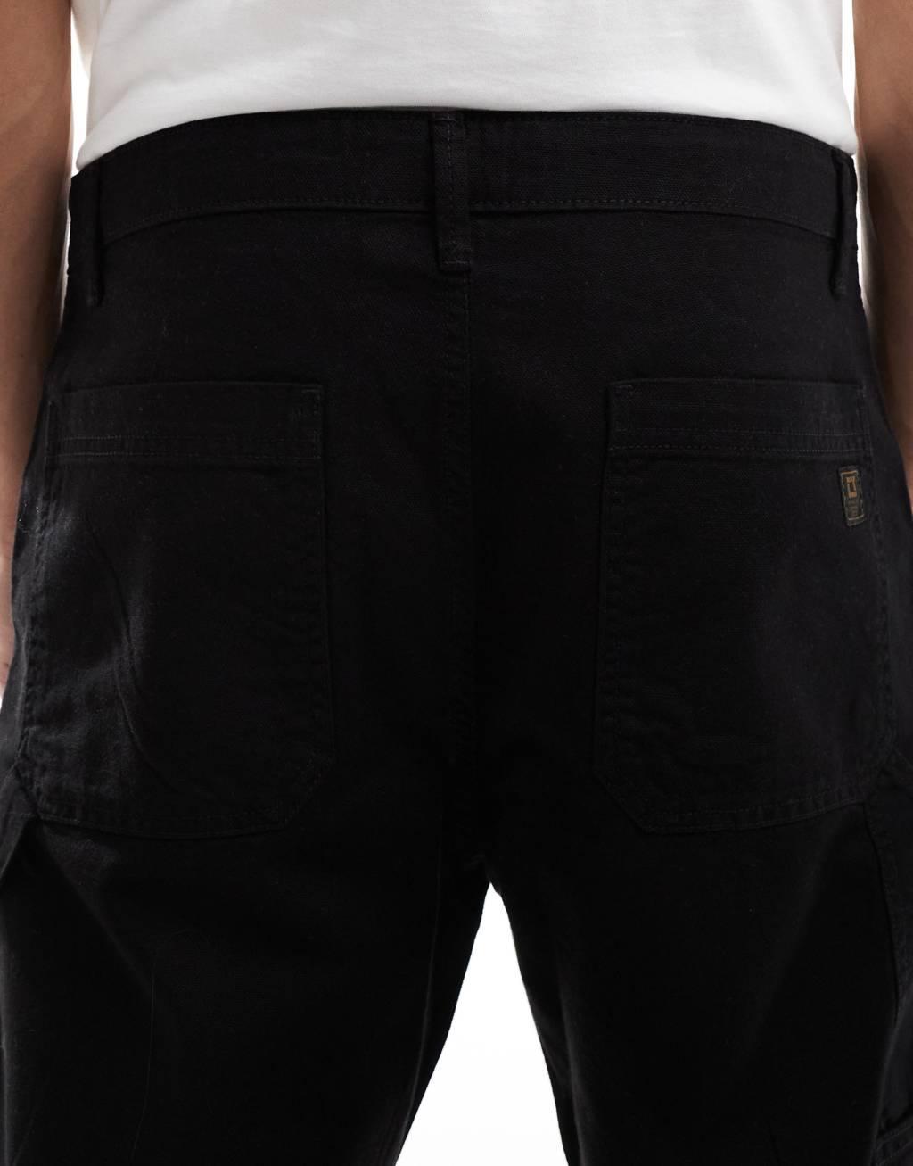 ONLY & SONS straight leg carpenter pants in black Product Image