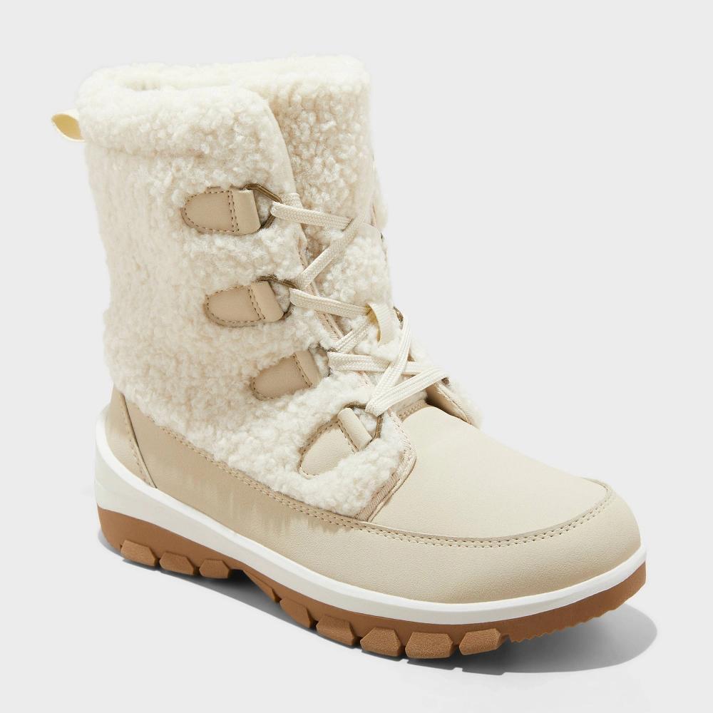 Womens Corie Shearling Hiker Winter Boots - Universal Thread Cream 11 Product Image