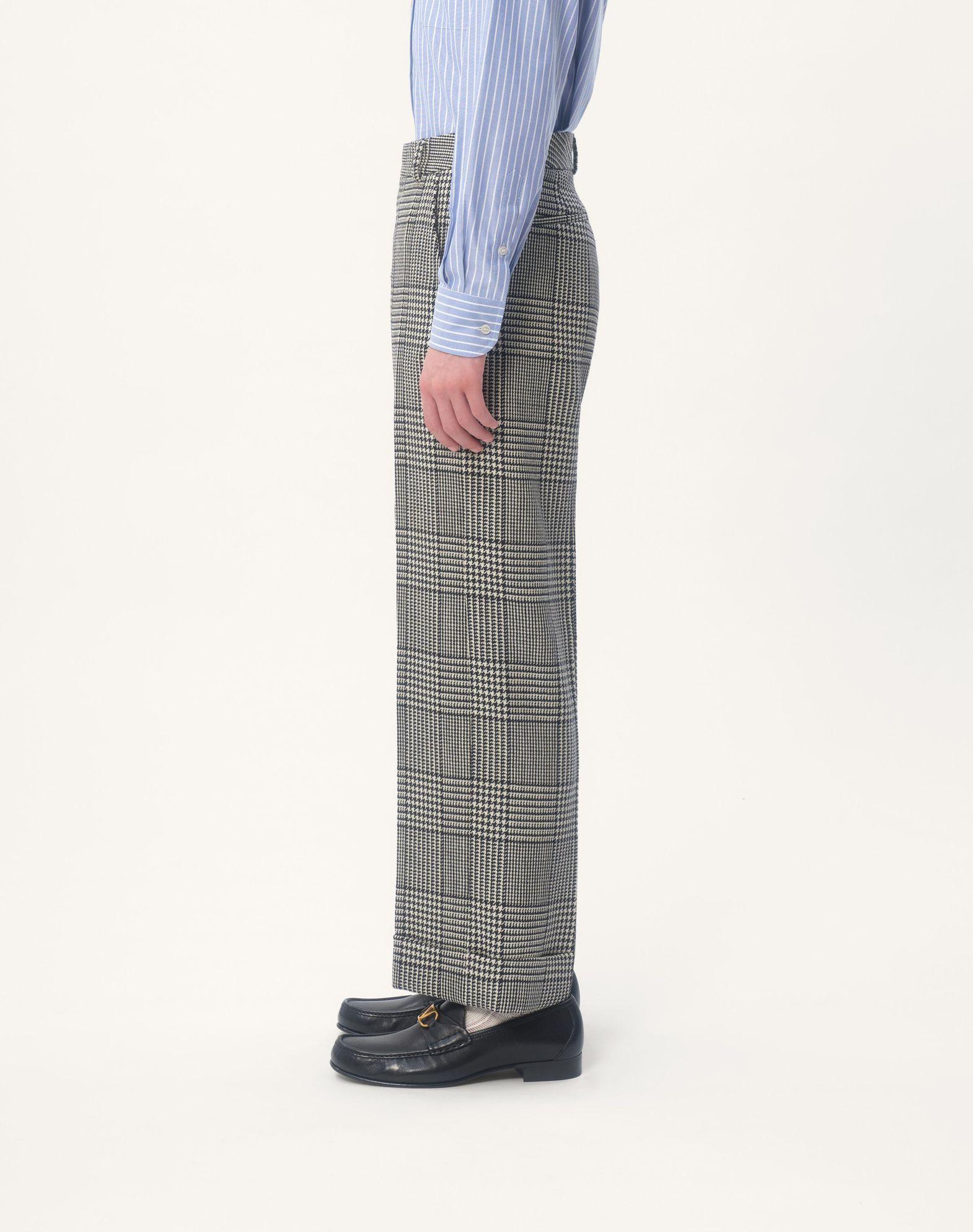 Wool Pants With Turn-Ups With Check Pattern On Houndstooth Product Image