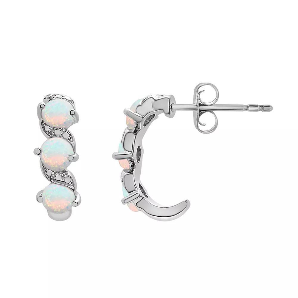 Sterling Silver Lab-Created Opal Twist Stud Earrings, Women's, White Product Image
