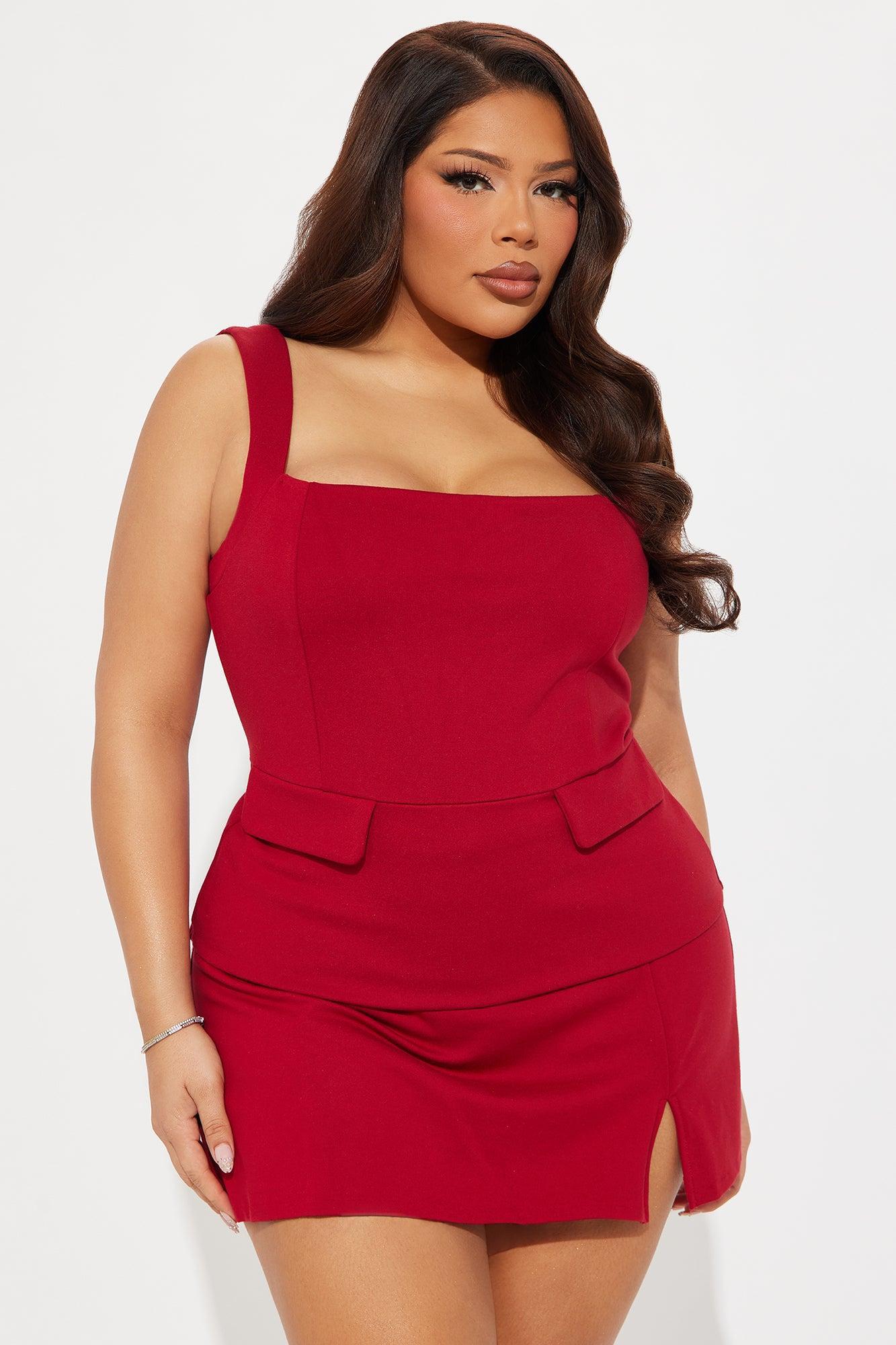 The Mia Double Lined Ponte Skort Set - Red Product Image