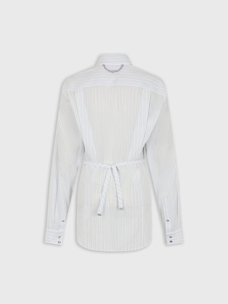 WHITE STRIPED SHIRT IN COTTON POPLIN Product Image