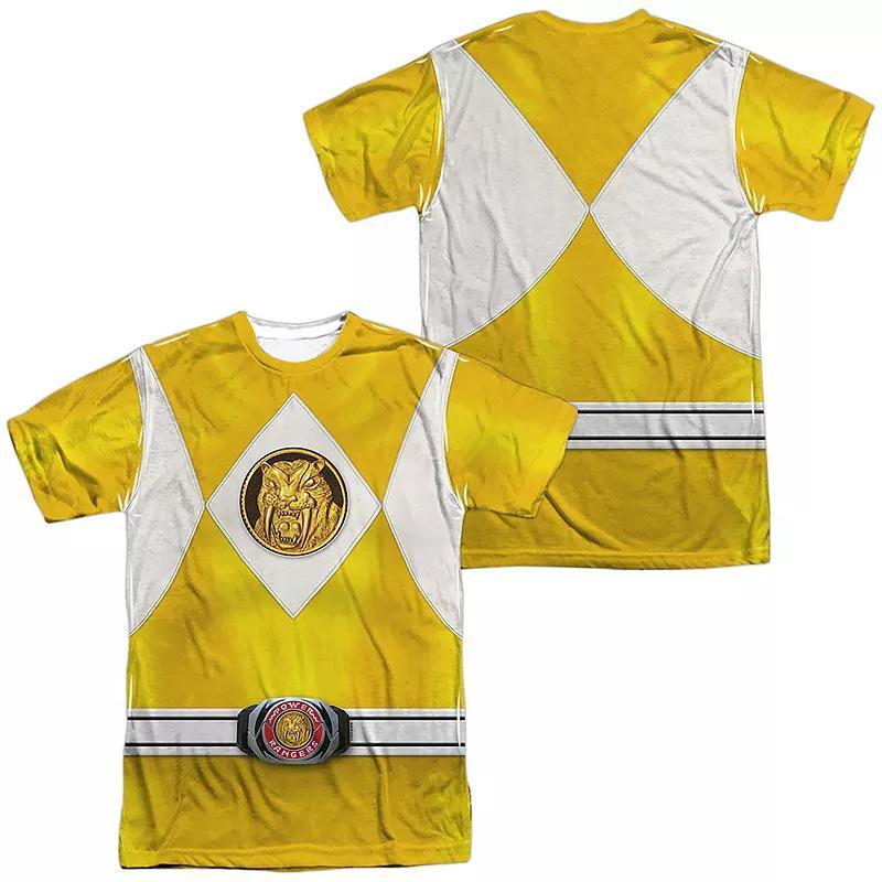 Mens Power Rangers Yellow Ranger Emblem Costume Sublimated Graphic Tee Product Image