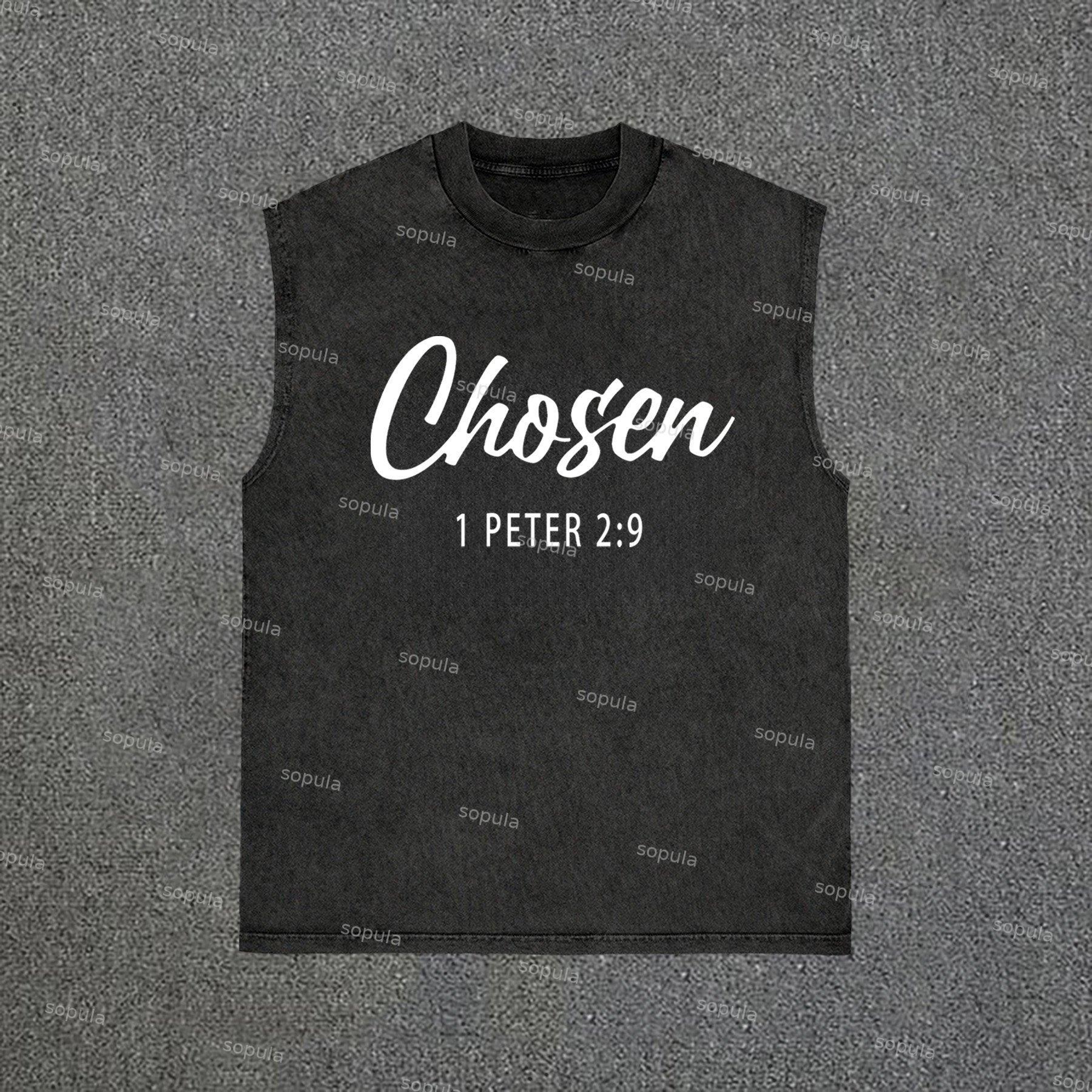 Sopula Casual Chosen Print Acid Washed Sleeveless Sleeveless Tank Top Product Image