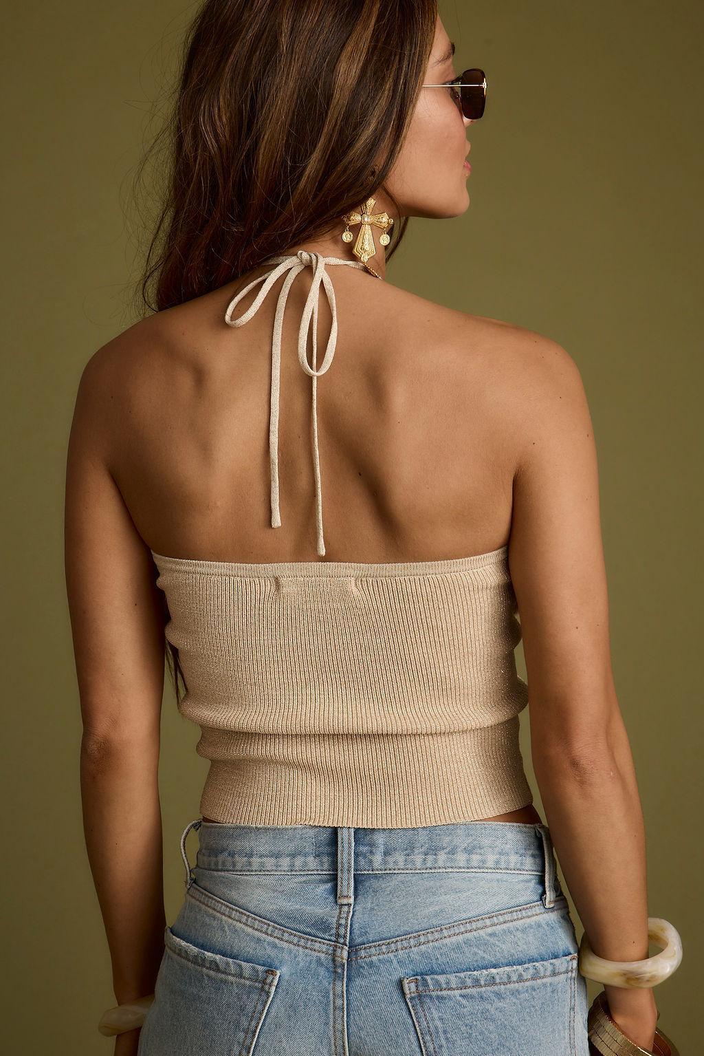 Cherished Gold Lurex Halter Top Product Image