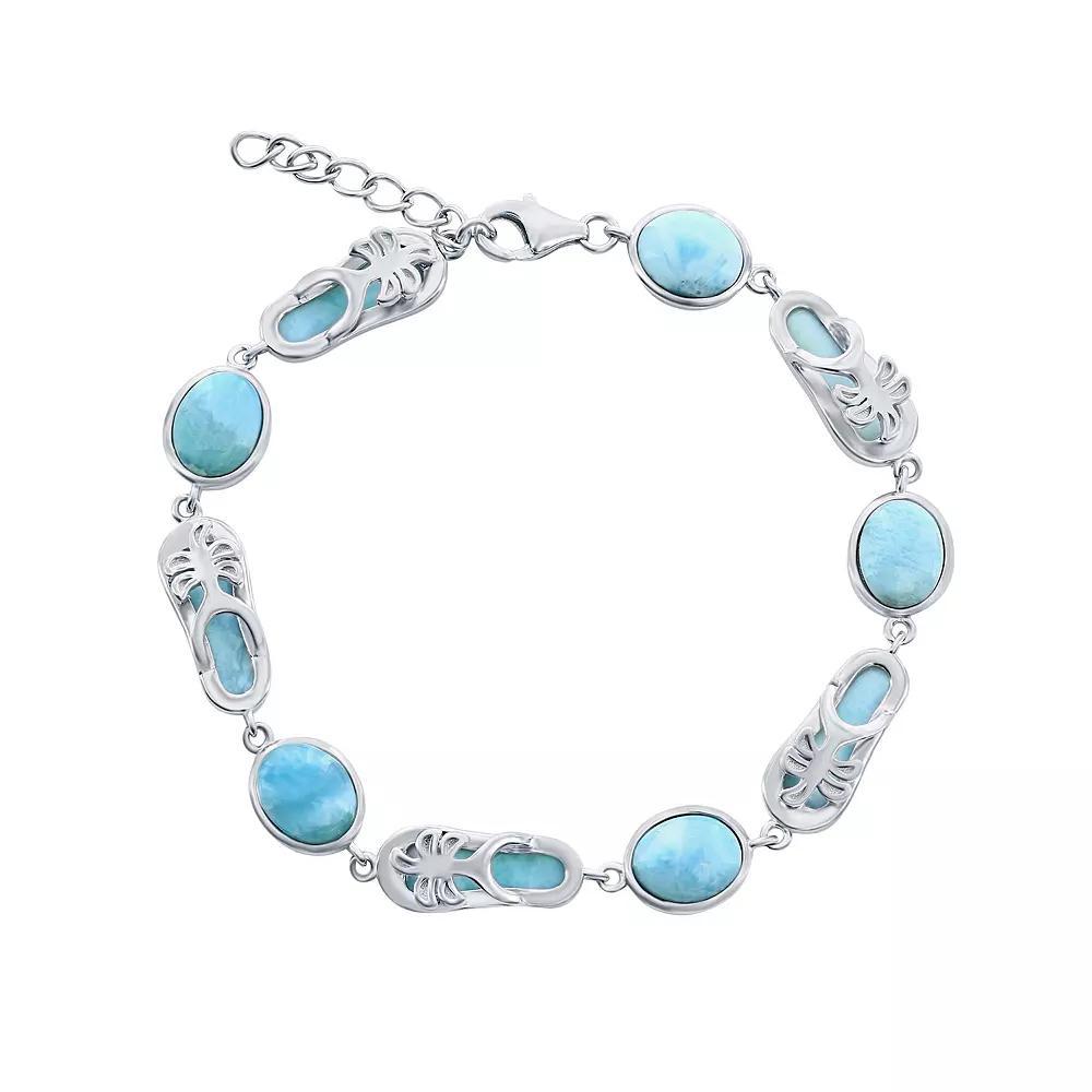 Nautica Rocks Sterling Silver Larimar Sandal Link Bracelet, Women's,  Product Image