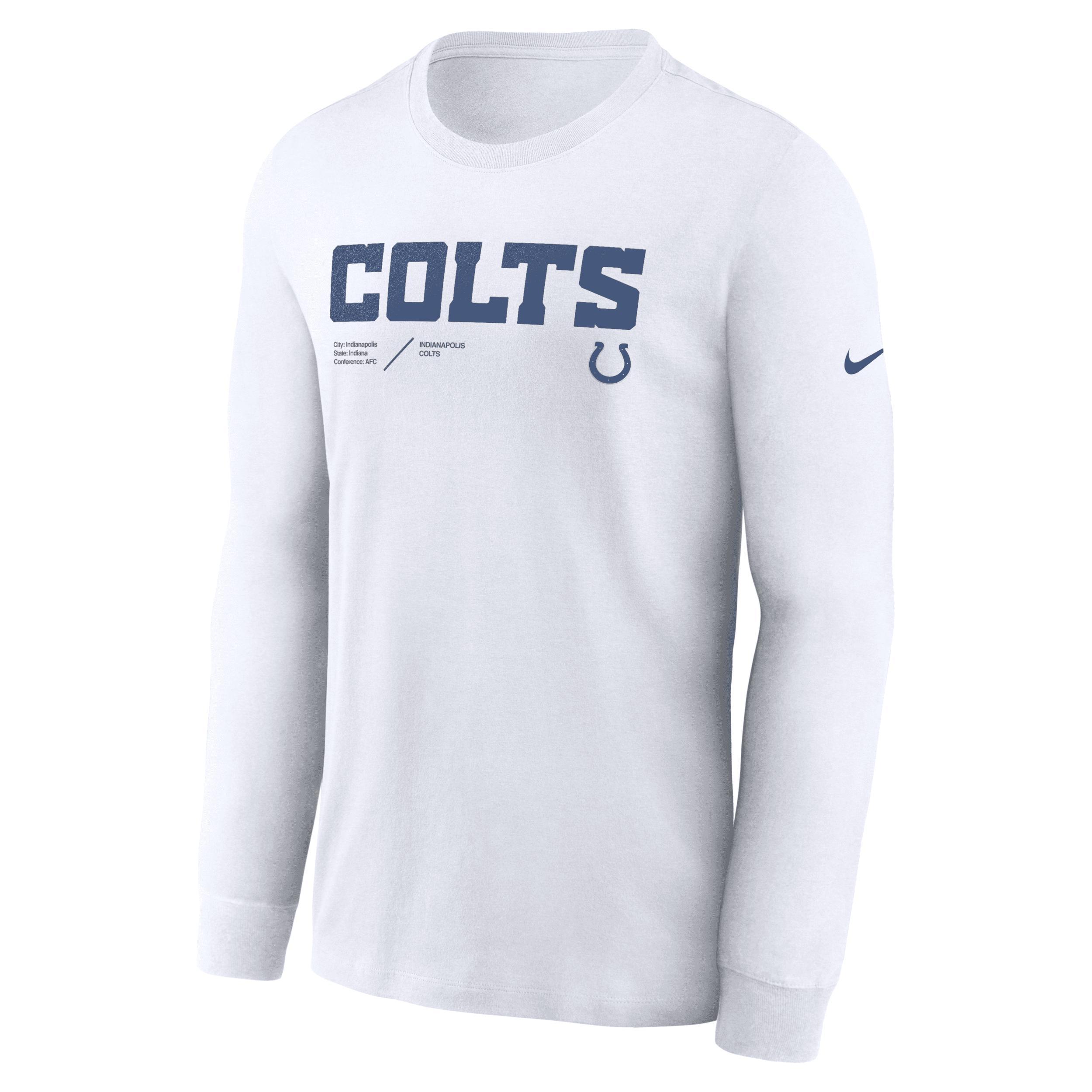 Mens Nike White Indianapolis Colts Infograph Lock Up Performance Long Sleeve T-shirt Product Image