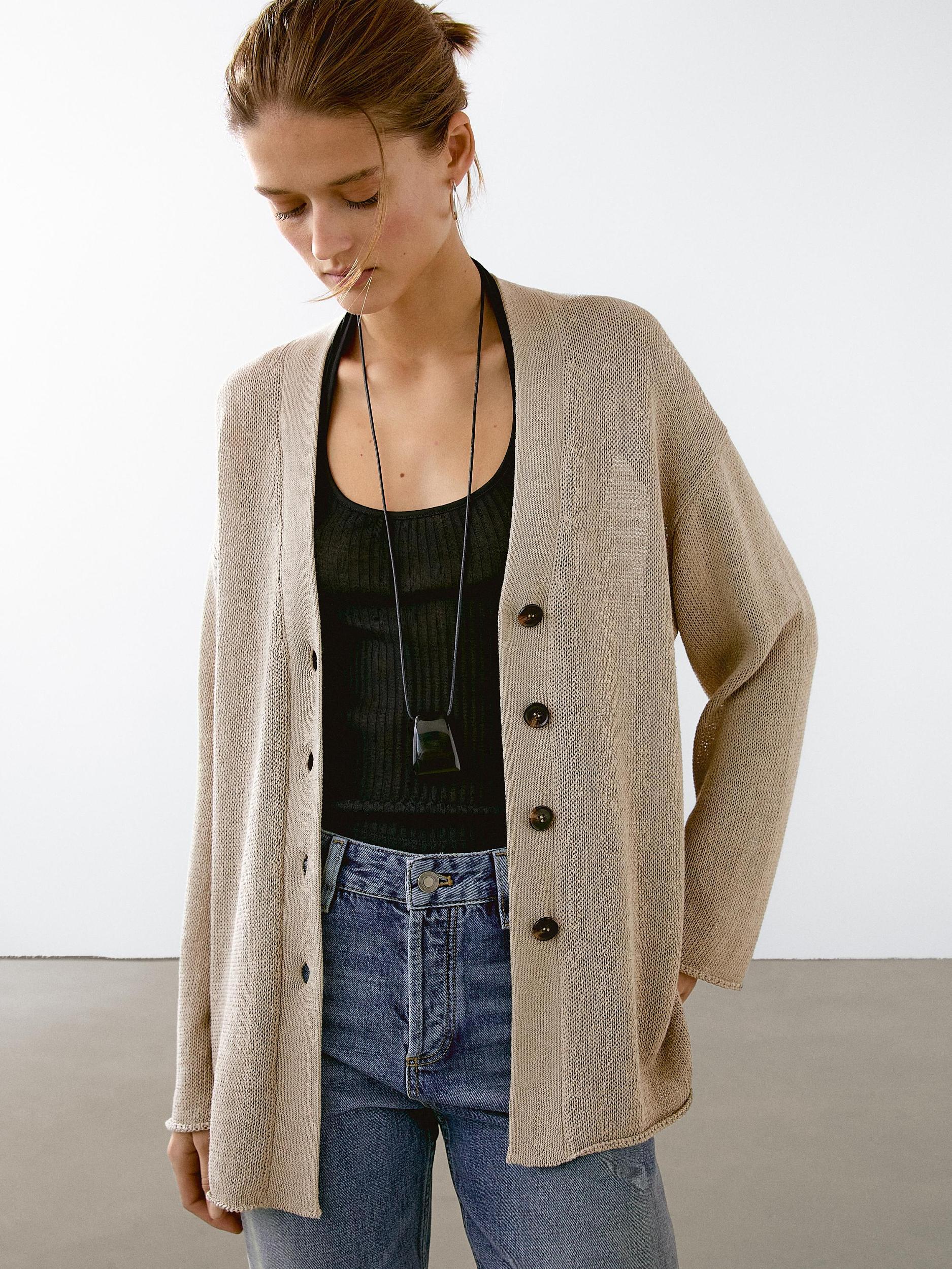 Oversize fine knit cardigan Product Image