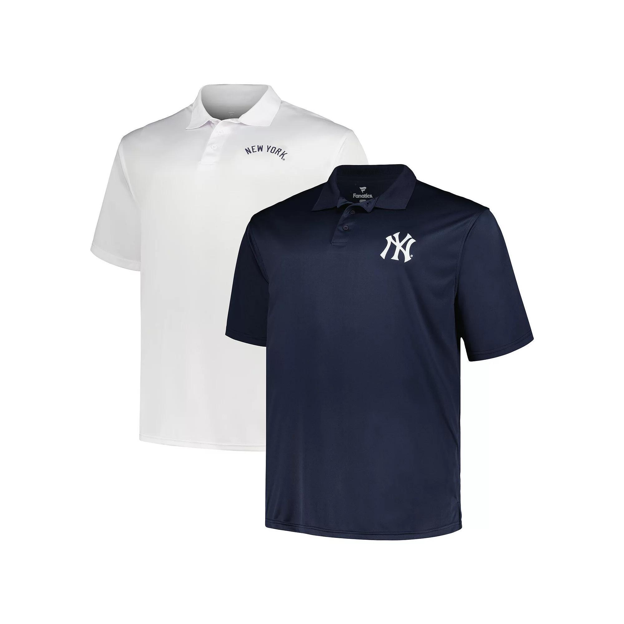 Men's Profile Navy/White New York Yankees Big & Tall Two-Pack Solid Polo Set, Size: 3XLT, Blue Product Image