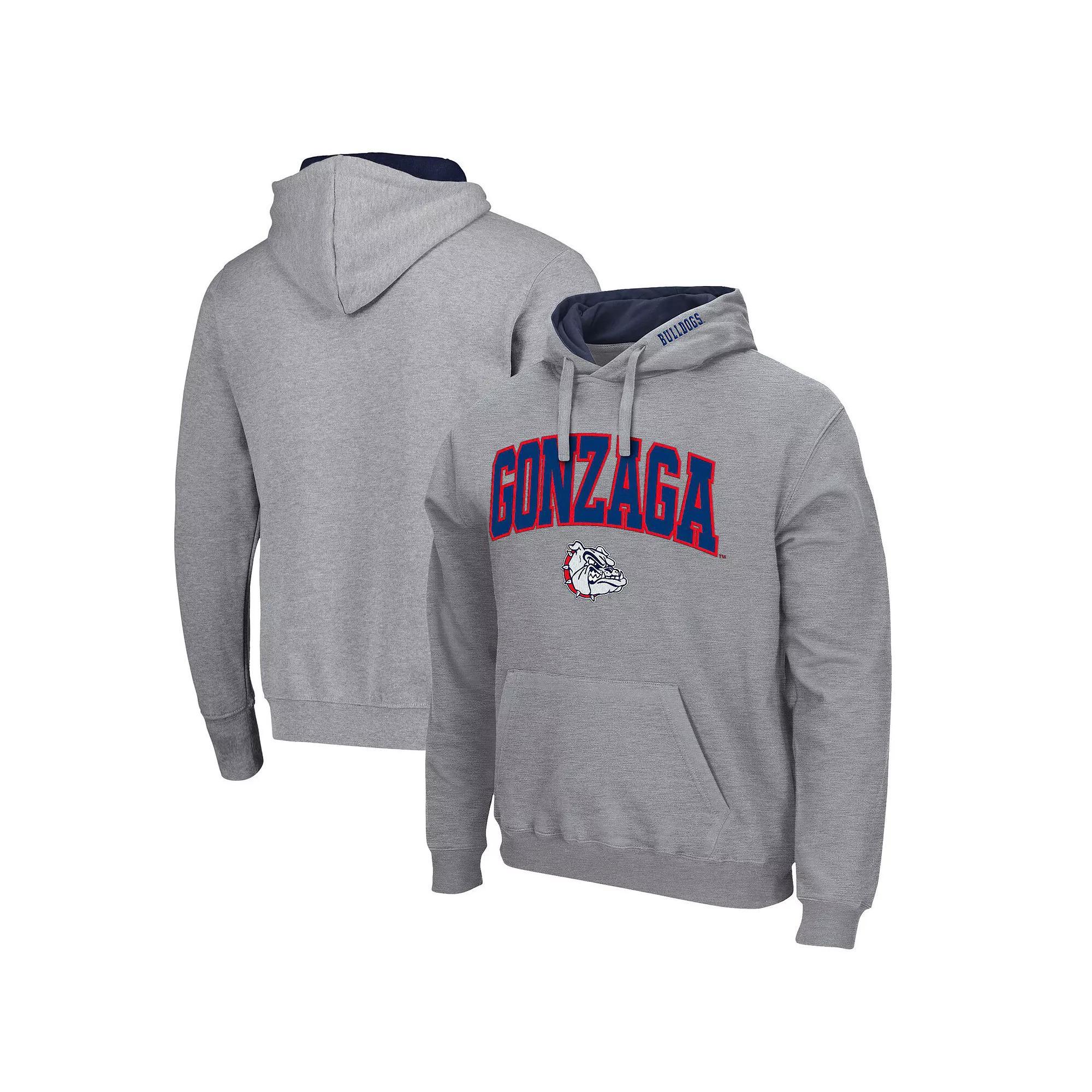 Men's Colosseum Heathered Gray Gonzaga Bulldogs Arch and Logo Pullover Hoodie, Size: Small, Zag Grey Product Image