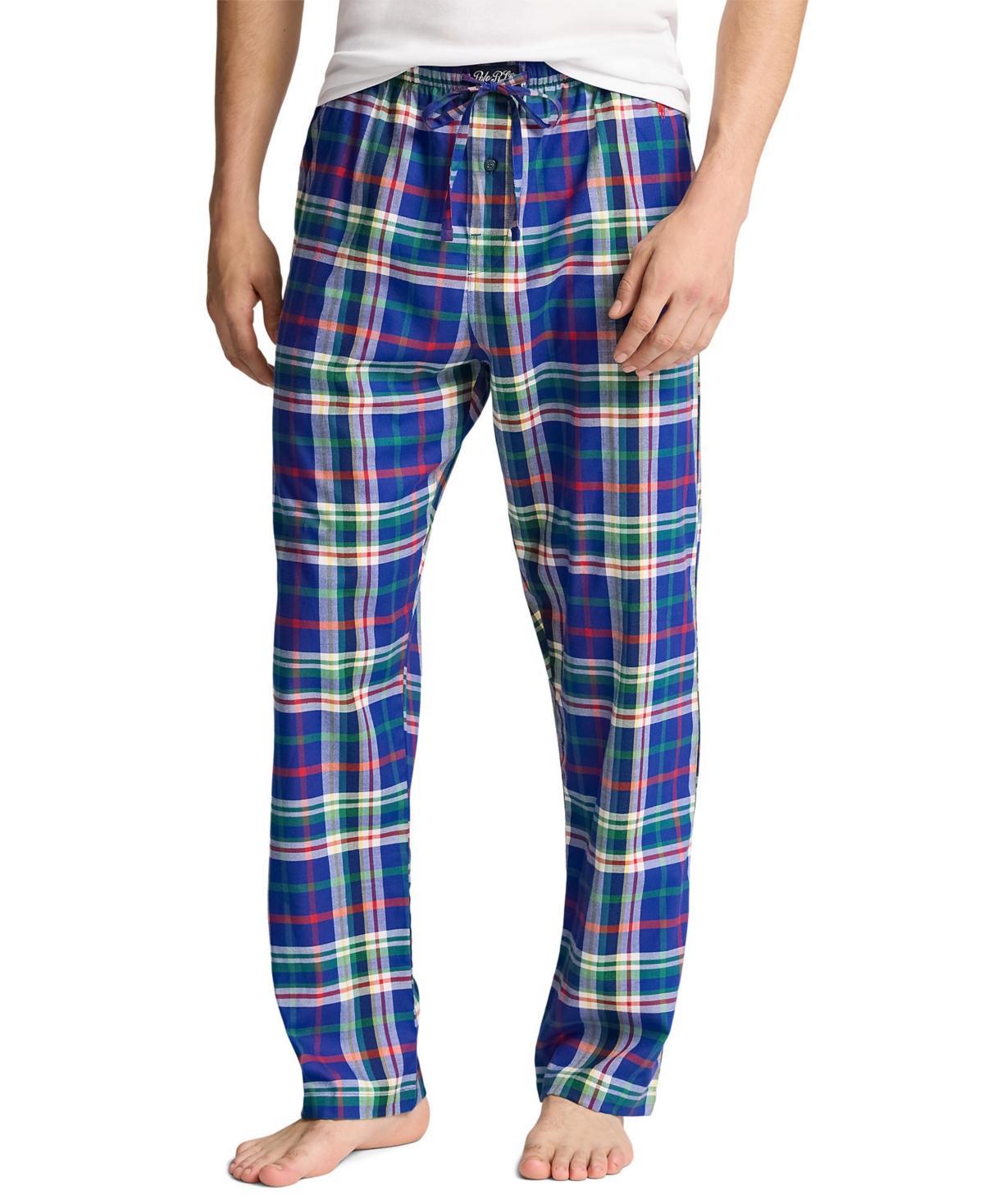 POLO RALPH LAUREN Men's Plaid Flannel Pajama Pants In Green And Blue Plaid Product Image