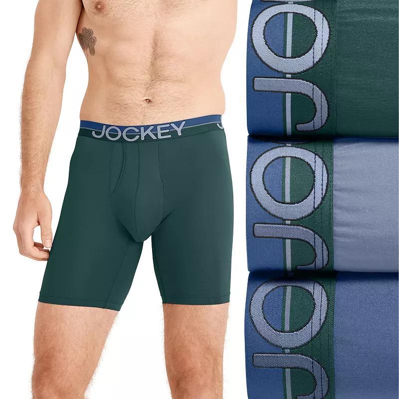 Men's Jockey® Infinite Cool 3-pk Microfiber Stretch 8" Long Leg Boxer Briefs, Size: Small, Red Apple Team Product Image