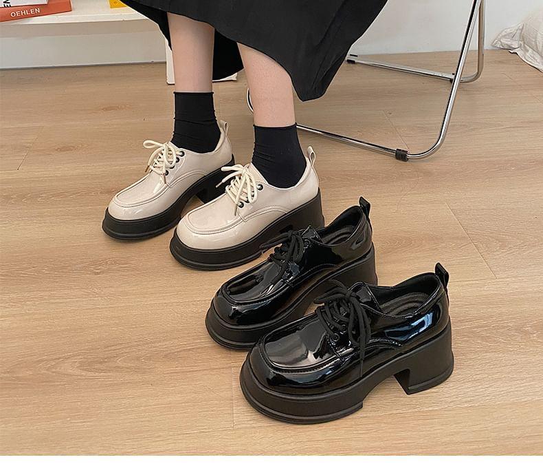 Block Heel Platform Lace Up Oxfords Product Image