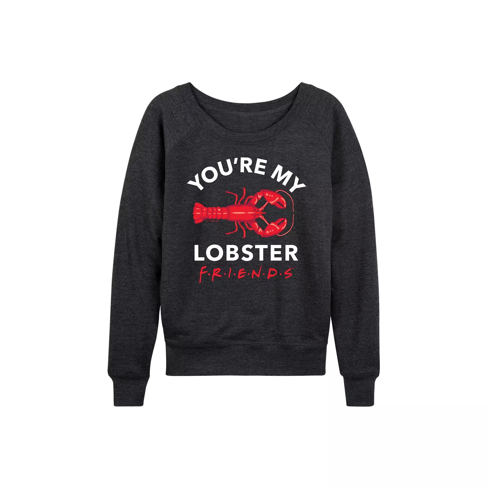 Women's Friends You're My Lobster French Terry Long Sleeve Tee, Size: XXL, Heather Grey Product Image