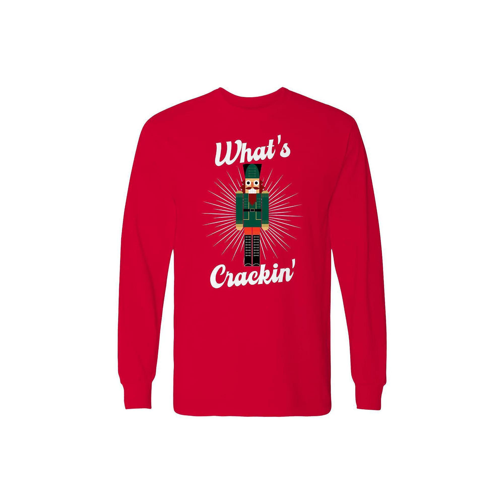 Men's Christmas What Cracker Long Sleeve Graphic Tee,  Product Image