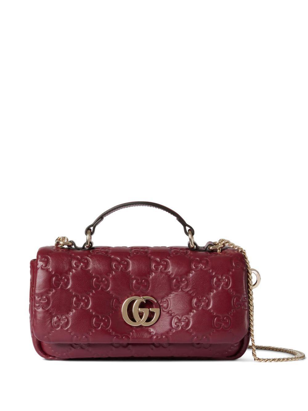 GUCCI Gg Milano Mini Embossed Leather Tote Bag In Red Product Image