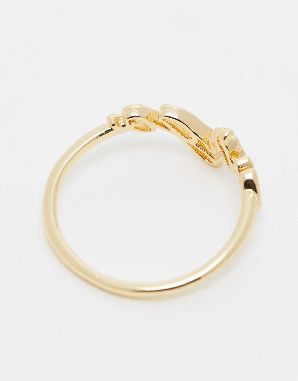 ASOS DESIGN 14k gold plated ring with Virgo zodiac with gift bag Product Image