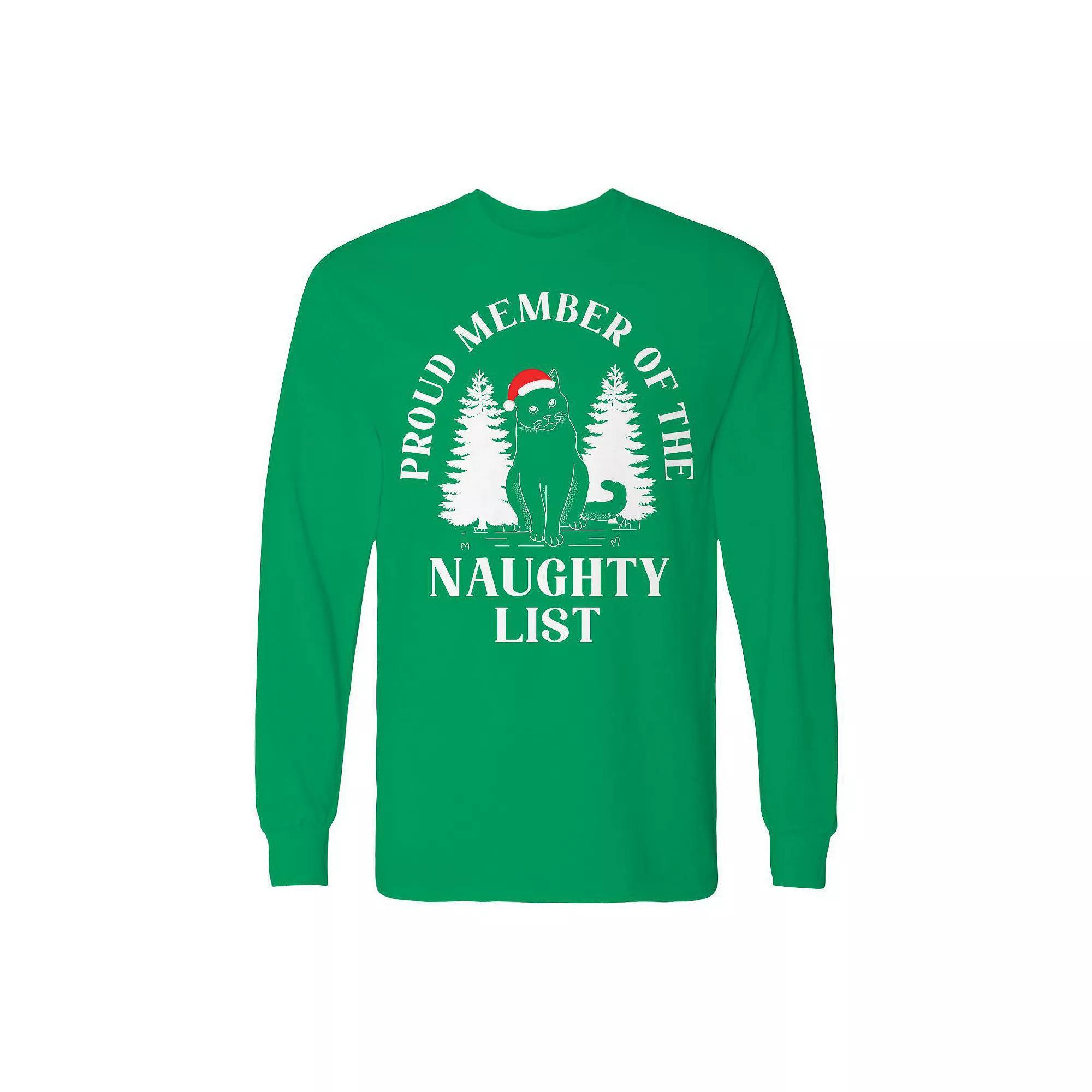 Men's Christmas Proud Member Cat Long Sleeve Graphic Tee, Adult Unisex,  Product Image