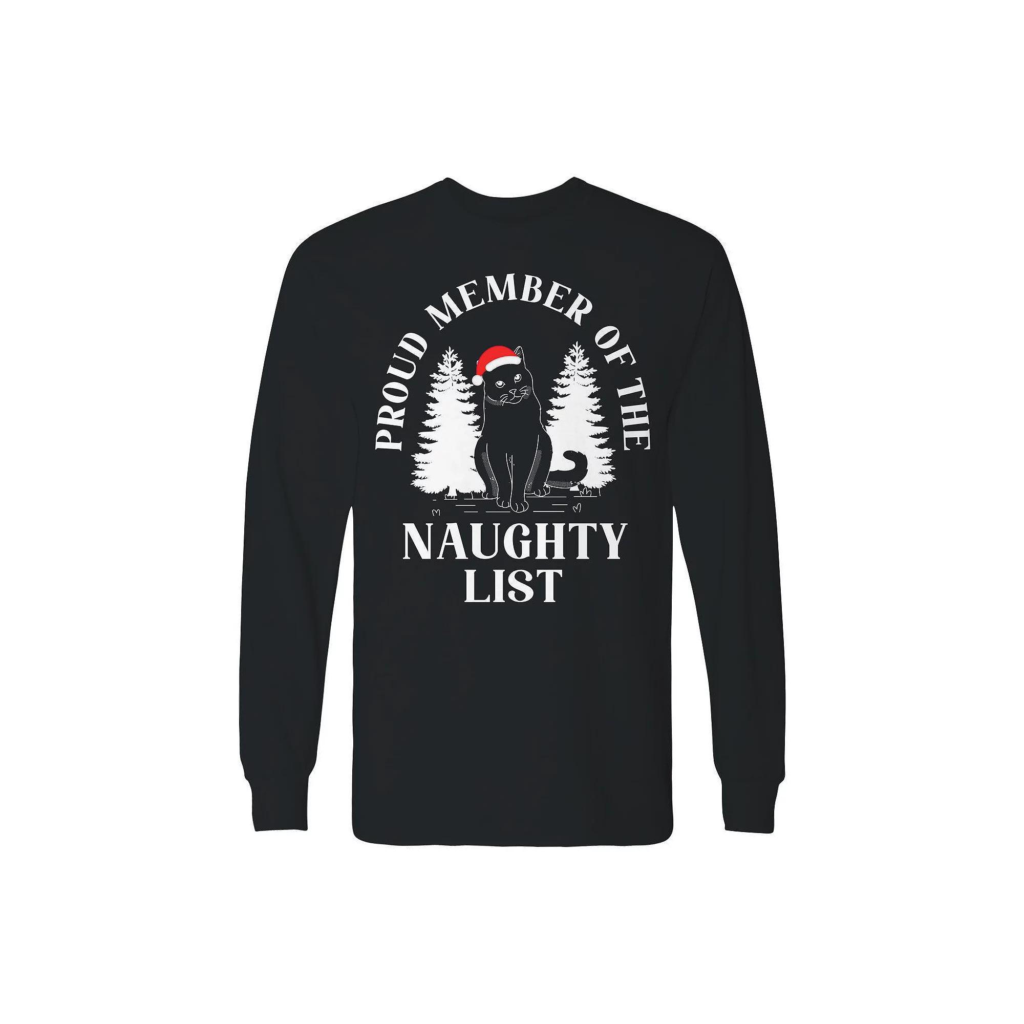 Men's Christmas Proud Member Cat Long Sleeve Graphic Tee, Adult Unisex,  Product Image