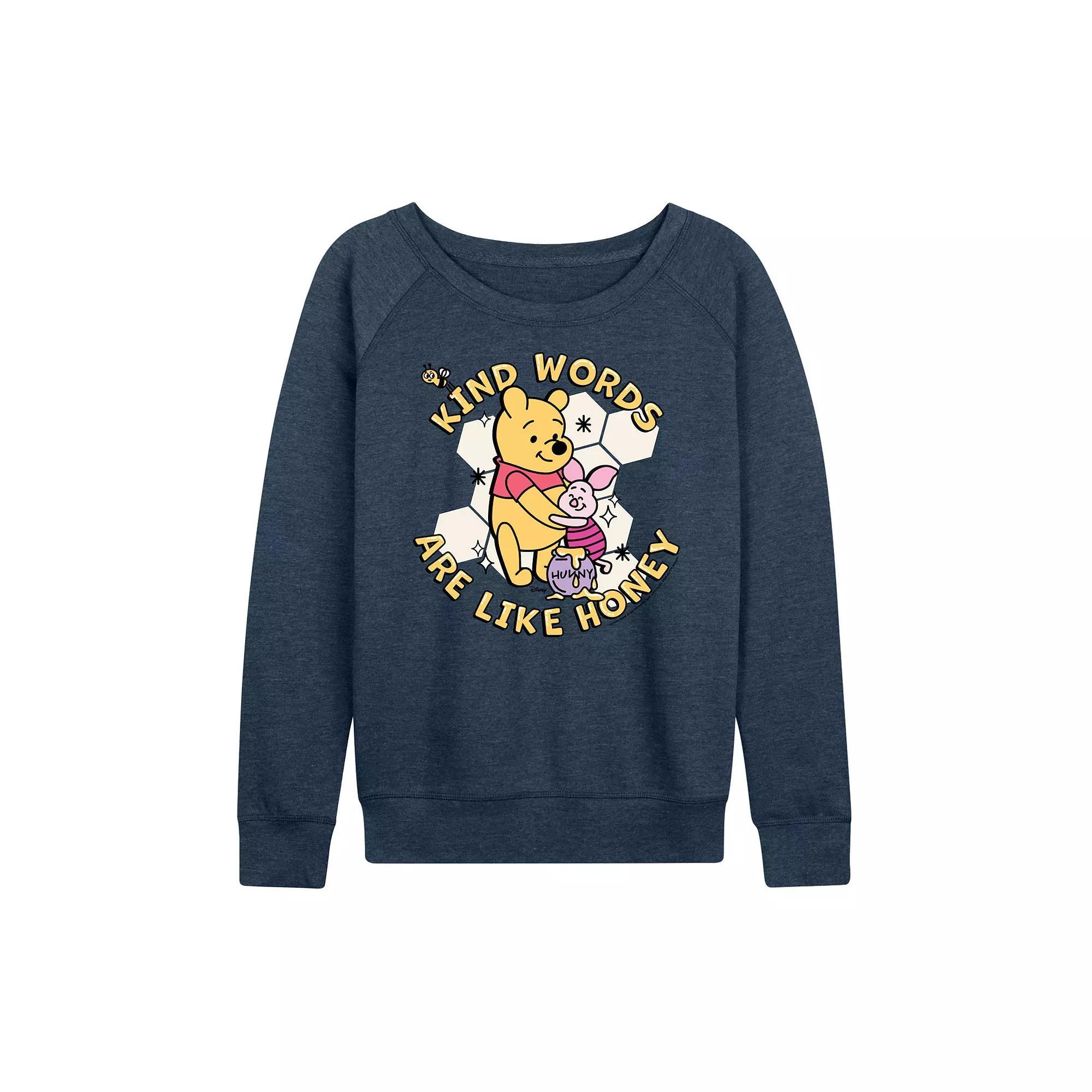 Disney's Winnie the Pooh Piglet & Pooh Women's Kind Words French Terry Long Sleeve Tee, Girl's, Size: Large, Blue Product Image