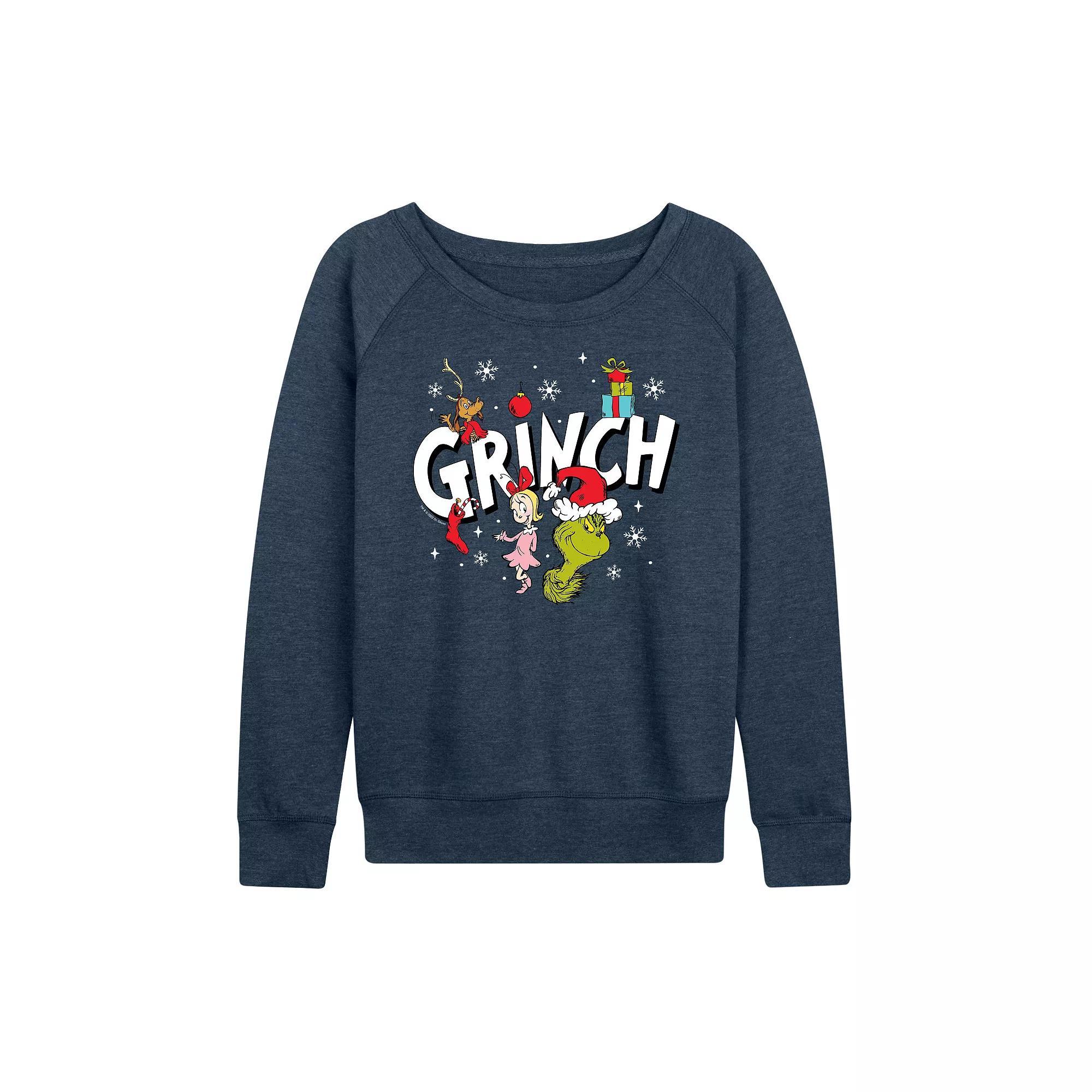 Women's Dr. Seuss The Grinch Logo Group French Terry Long Sleeve Tee, Girl's,  Product Image