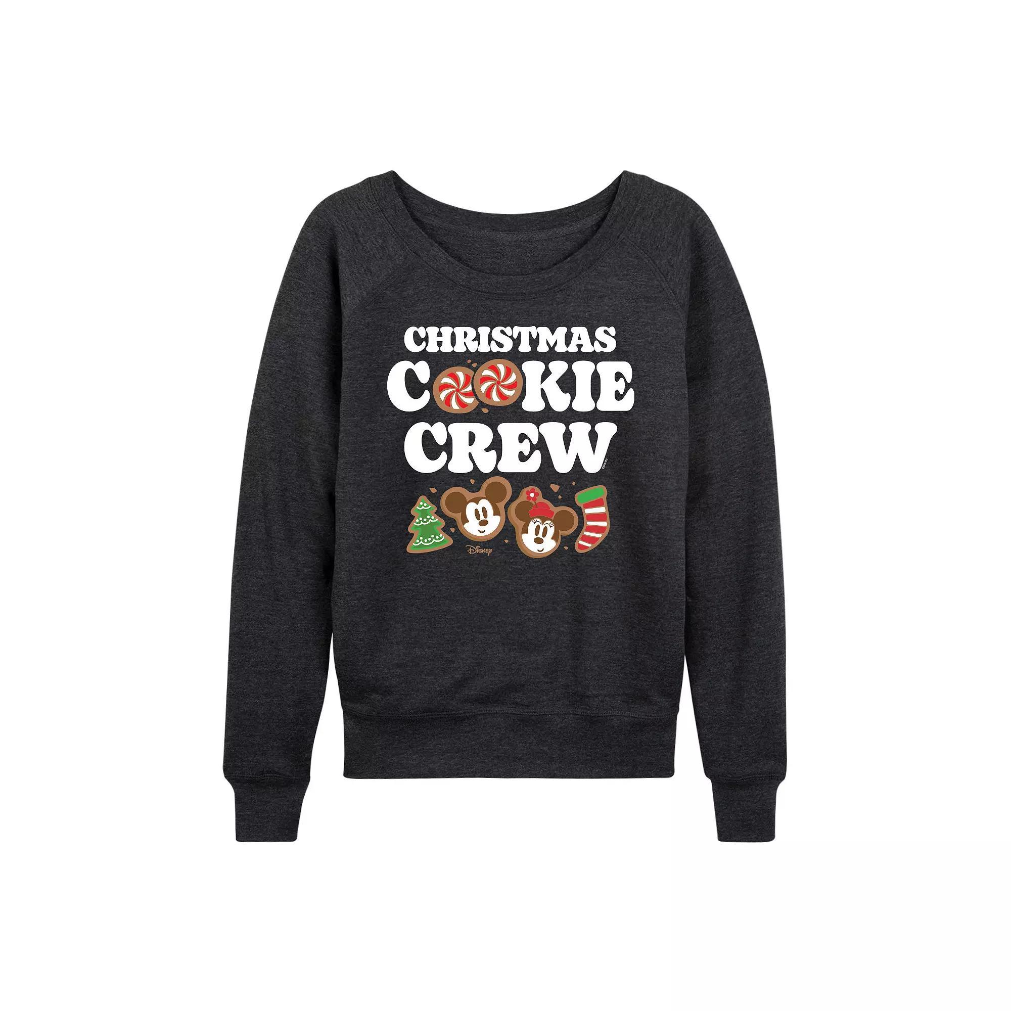 Disney's Mickey and Minnie Mouse Women's Christmas Cookie French Terry Long Sleeve Tee,  Product Image