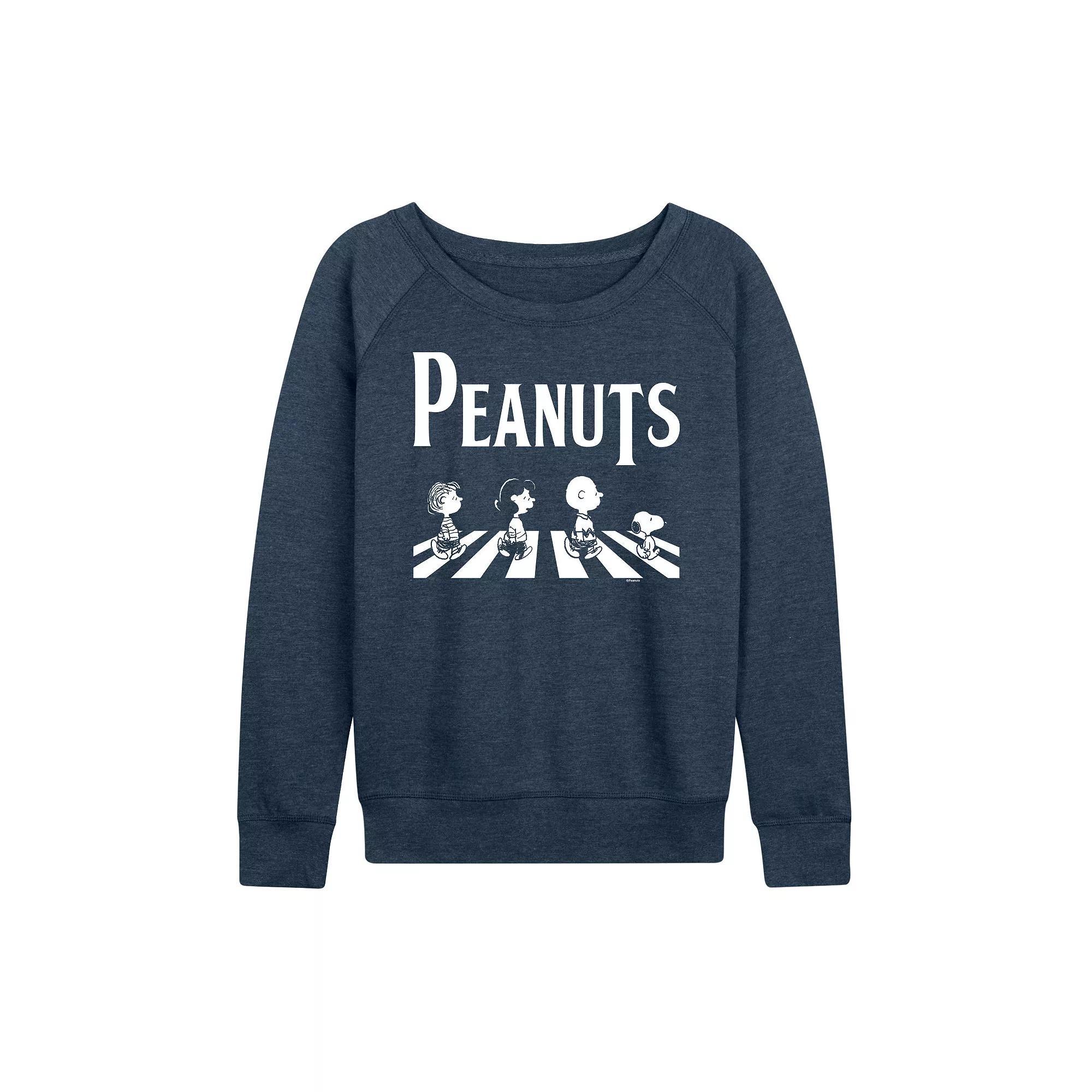 Women's Peanuts Crossing Road French Terry Long Sleeve Tee, Girl's,  Product Image