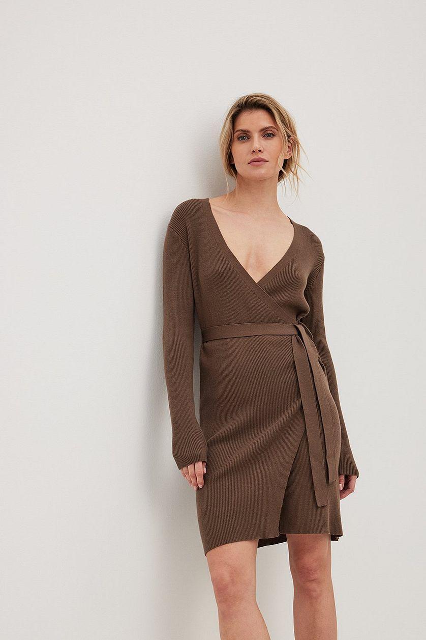 Knitted Wrap Midi Dress Product Image