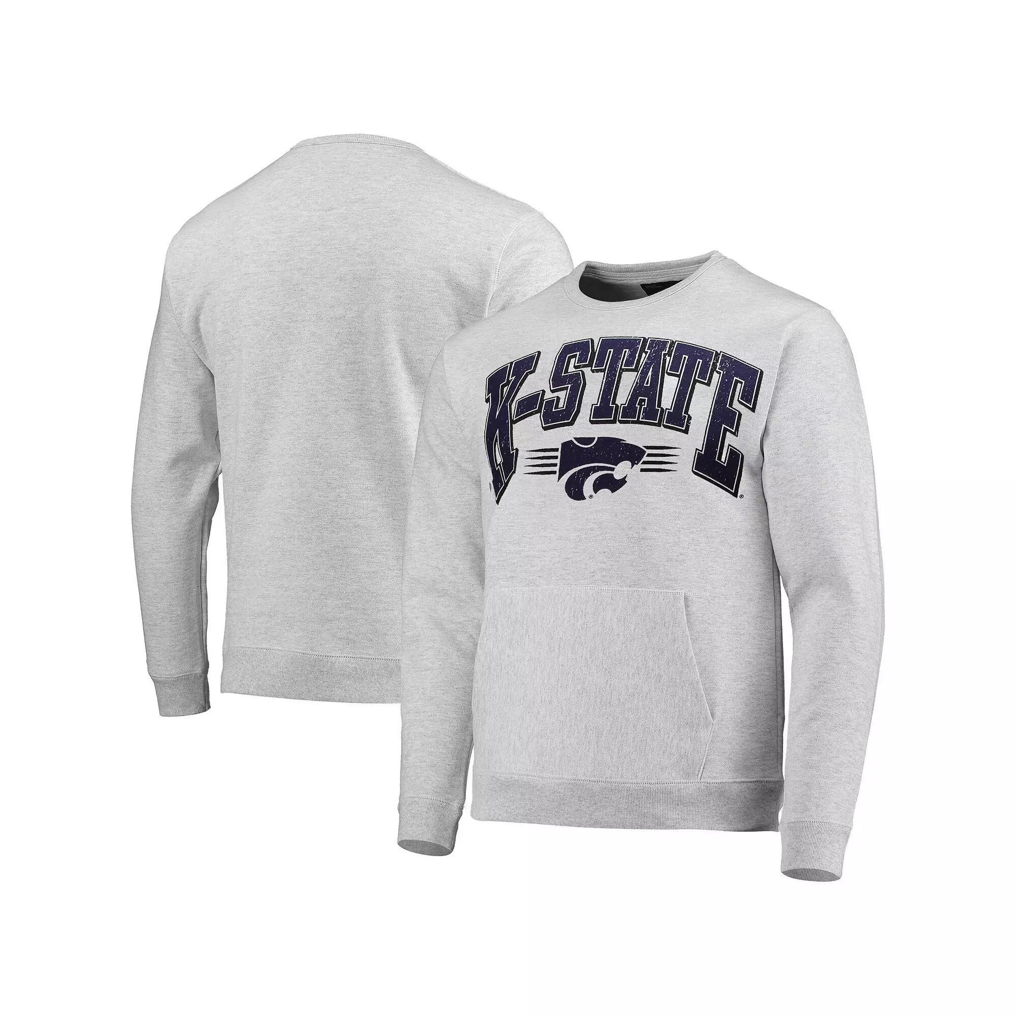 Men's League Collegiate Wear Heathered Gray Kansas State Wildcats Upperclassman Pocket Pullover Sweatshirt, Size: Small, Grey Product Image