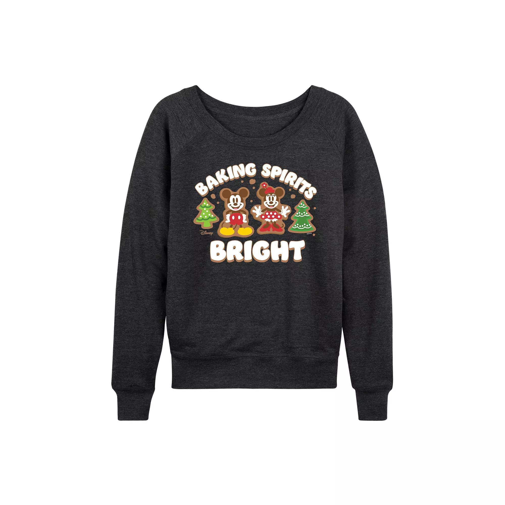 Disney's Mickey and Minnie Mouse Women's Baking Spirits Bright French Terry Long Sleeve Tee,  Product Image