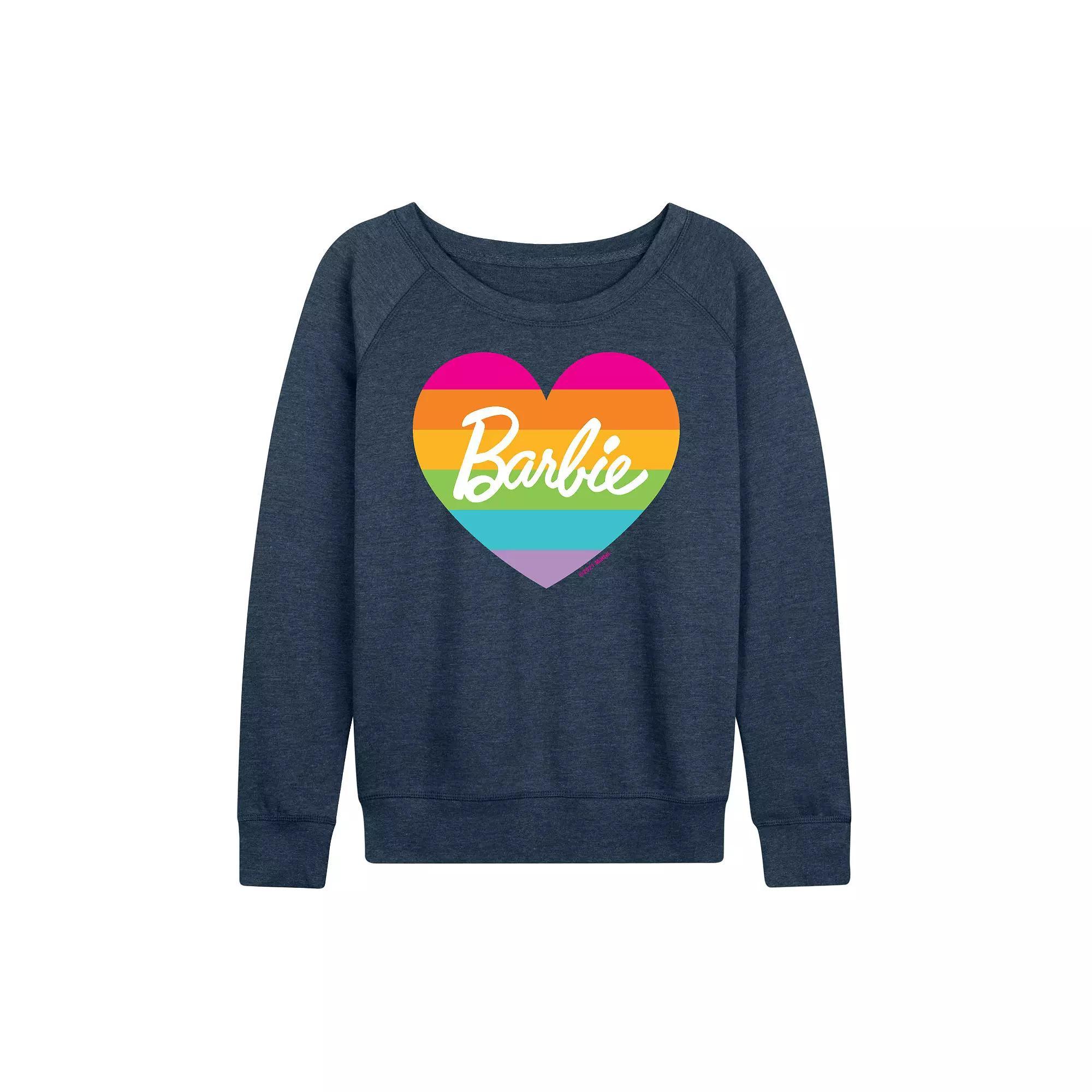 Women's Barbie® Pride Rainbow Heart French Terry Long Sleeve Tee, Girl's,  Product Image