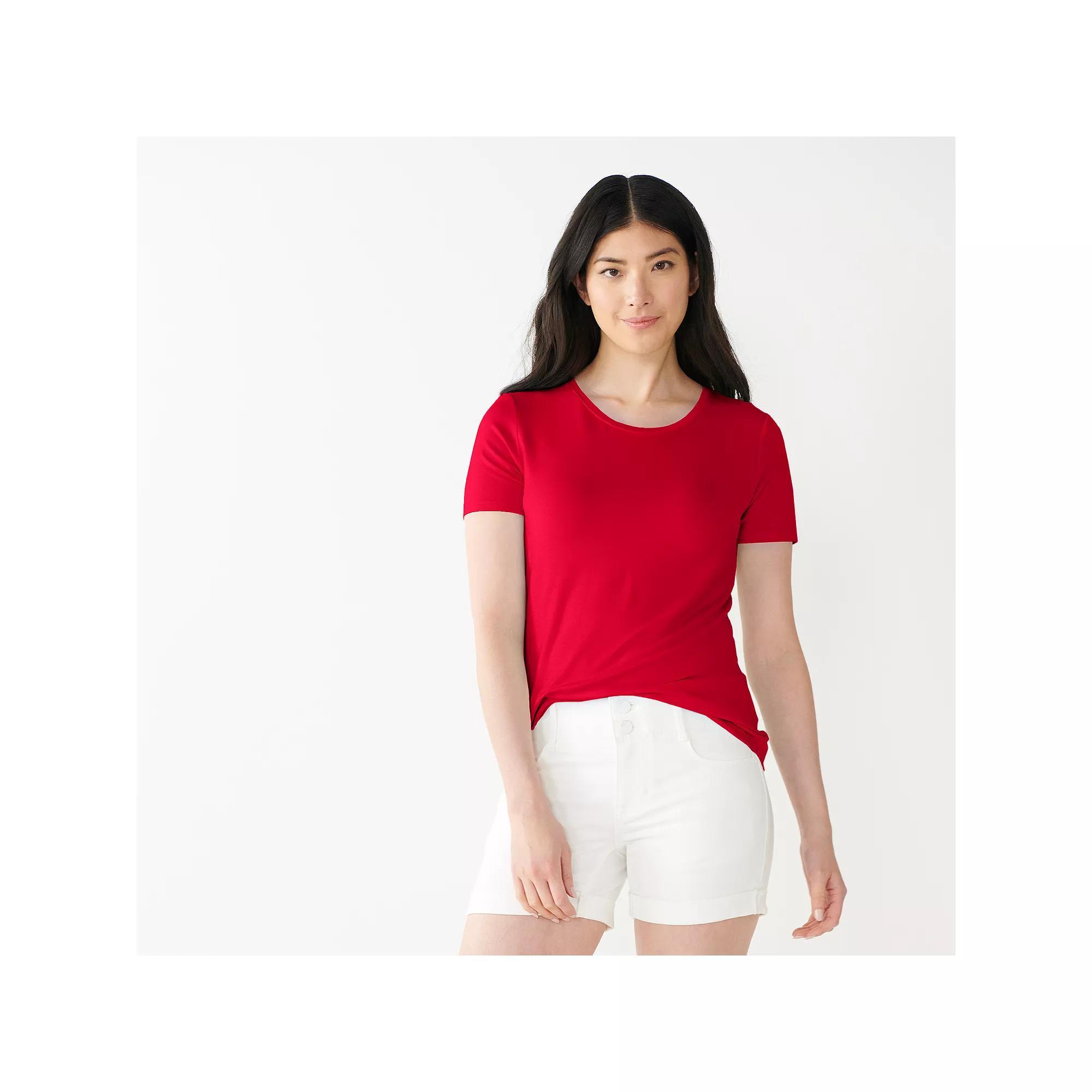 Petite Nine West Essential Crewneck Tee, Women's,  Product Image