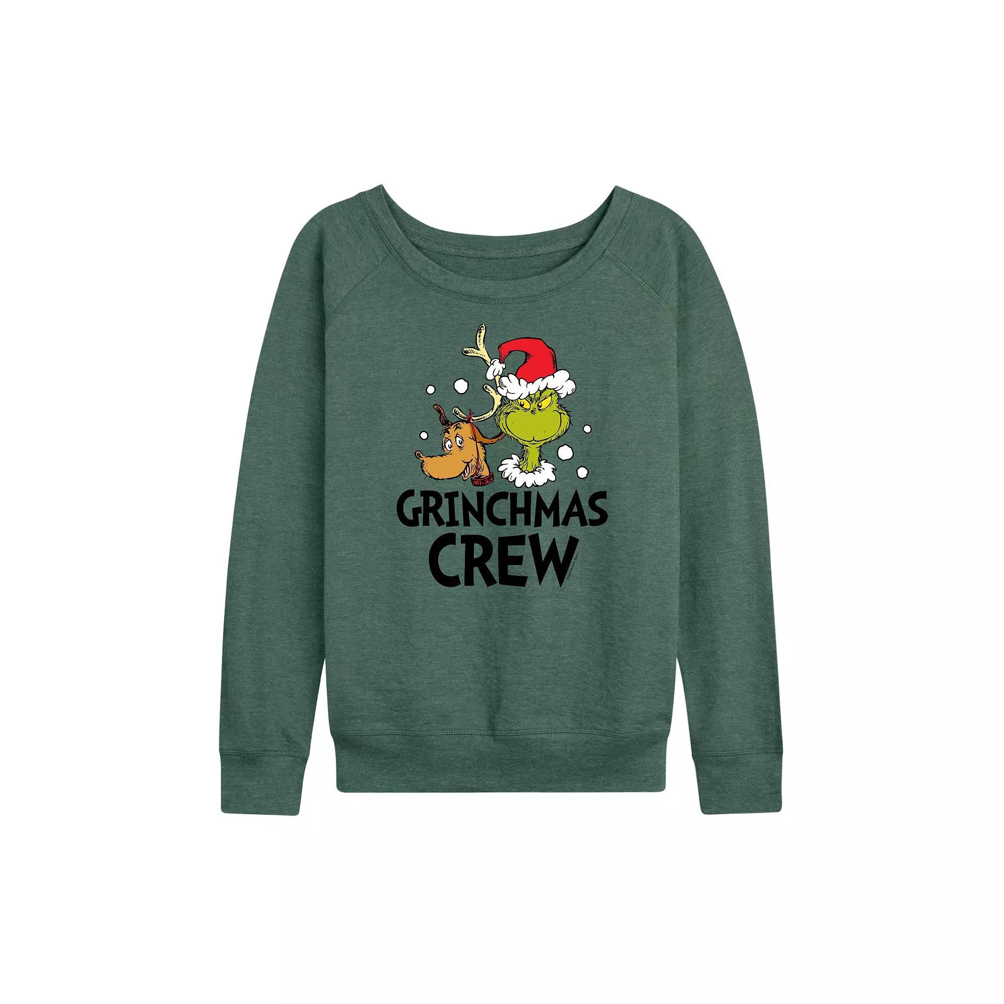 Women's Dr. Seuss The Grinch Grinchmas Crew French Terry Long Sleeve Tee, Girl's,  Product Image