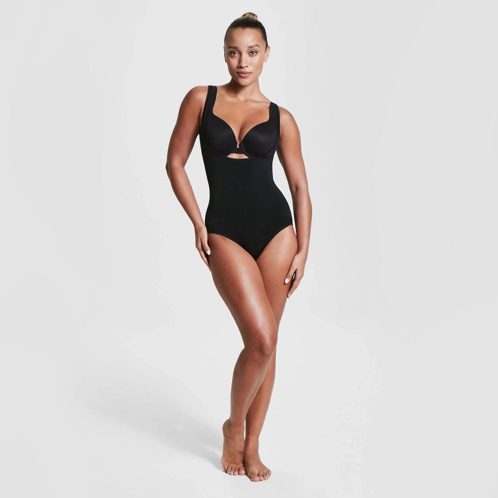 ASSETS by SPANX Womens Remarkable Results Open-Bust Brief Bodysuit - Black XL Product Image