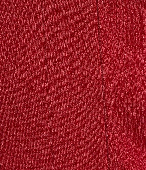 Calvin Klein Metallic Knit V-Neck Long Sleeve Top Product Image