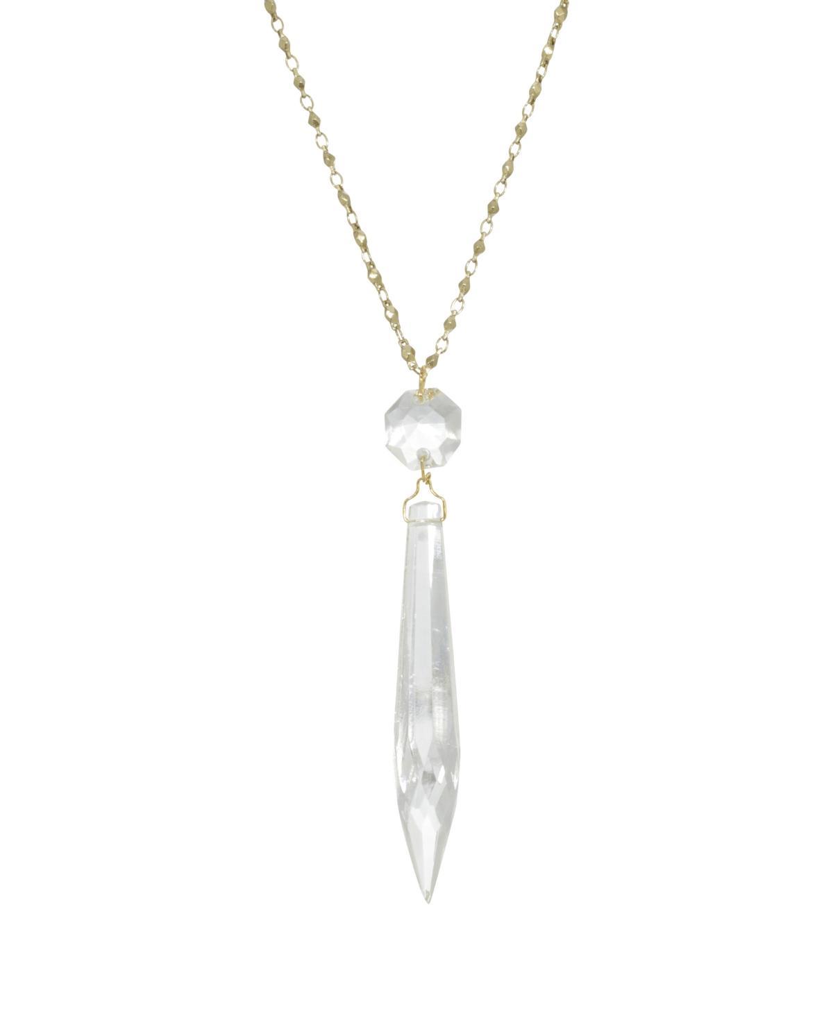 1928 Gold-Tone Simulated Crystal Icicle Necklace, Womens, Clear Product Image