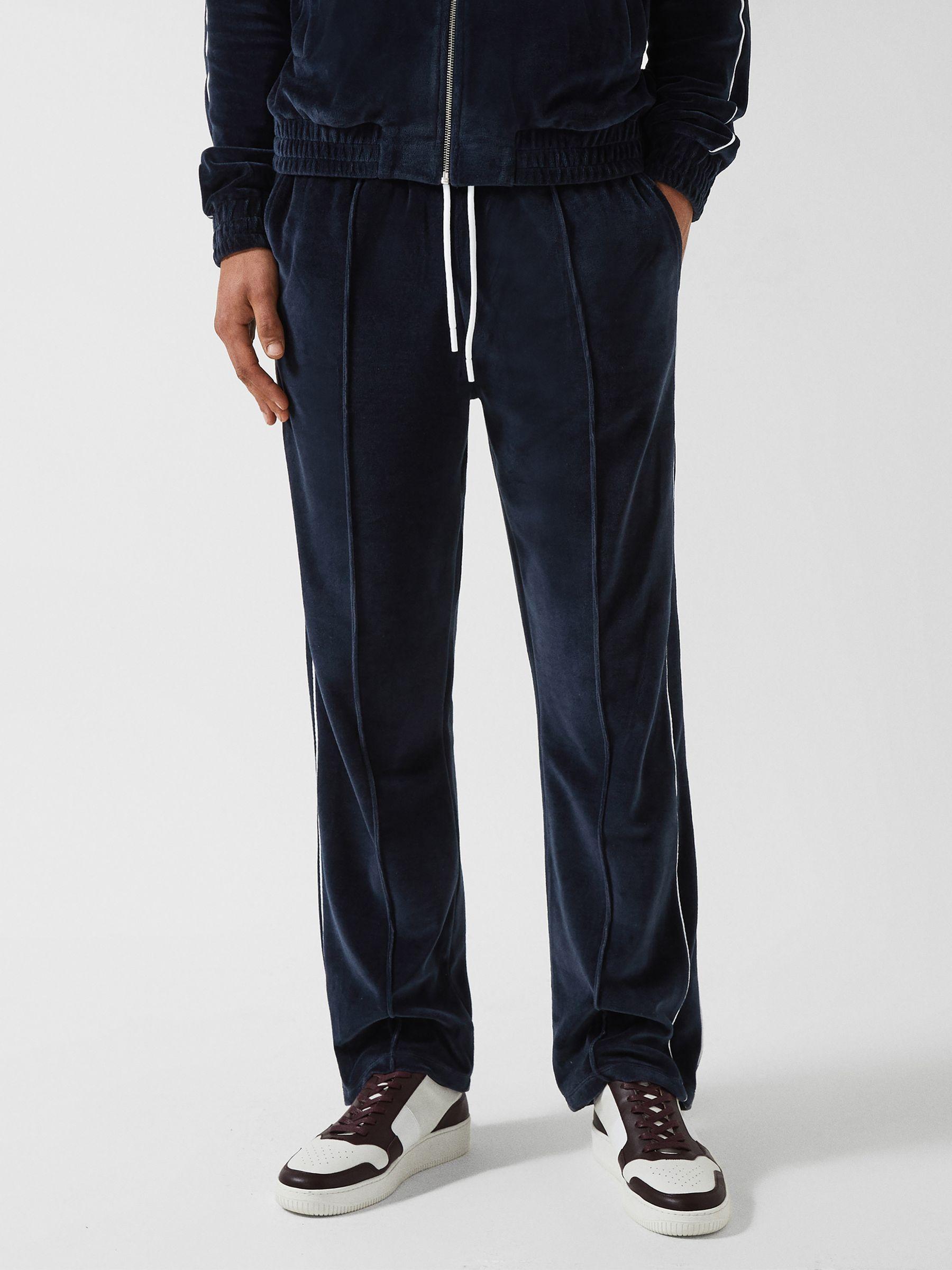 Velour Jogger With Piping in Navy Product Image