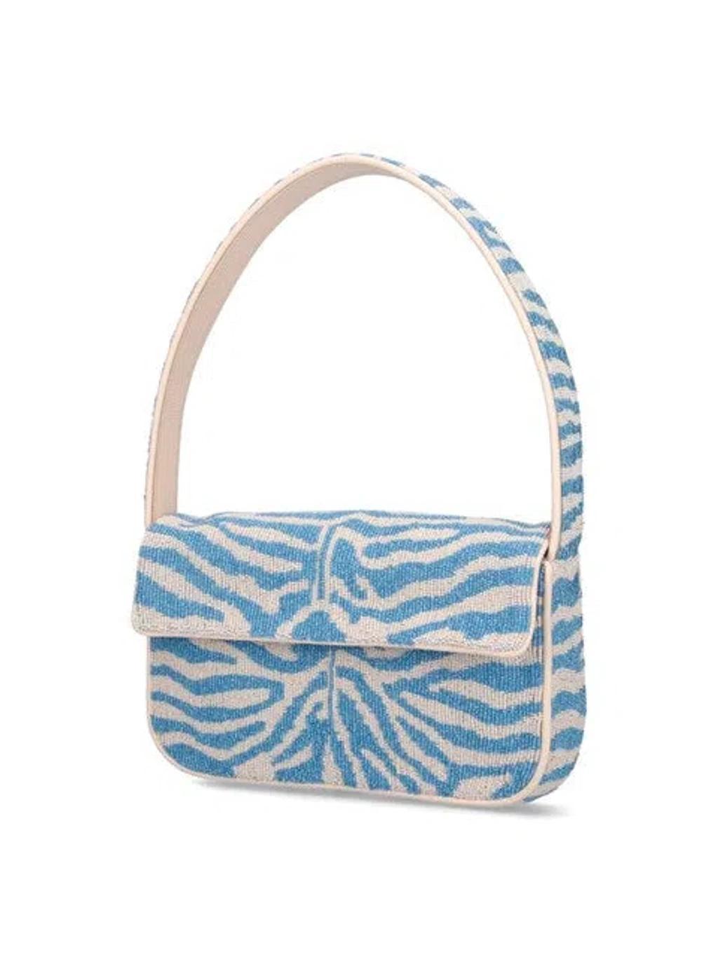 STAUD Tommy Zebra Beaded Shoulder Bag In Neutrals Product Image