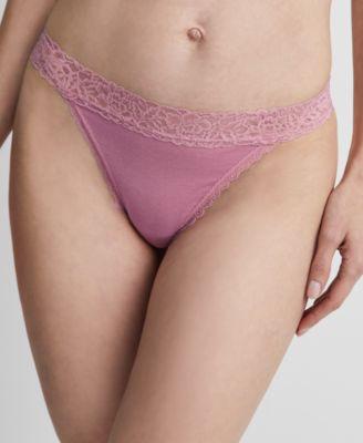 State of Day Womens Cotton Blend Lace-Trim Thong Underwear, Created for Macys Product Image