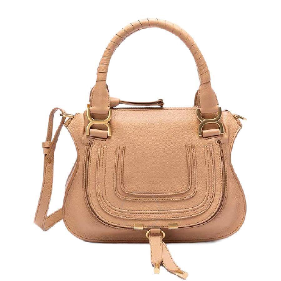 CHLOÉ Tan Small Marcie Bag In Beige Product Image