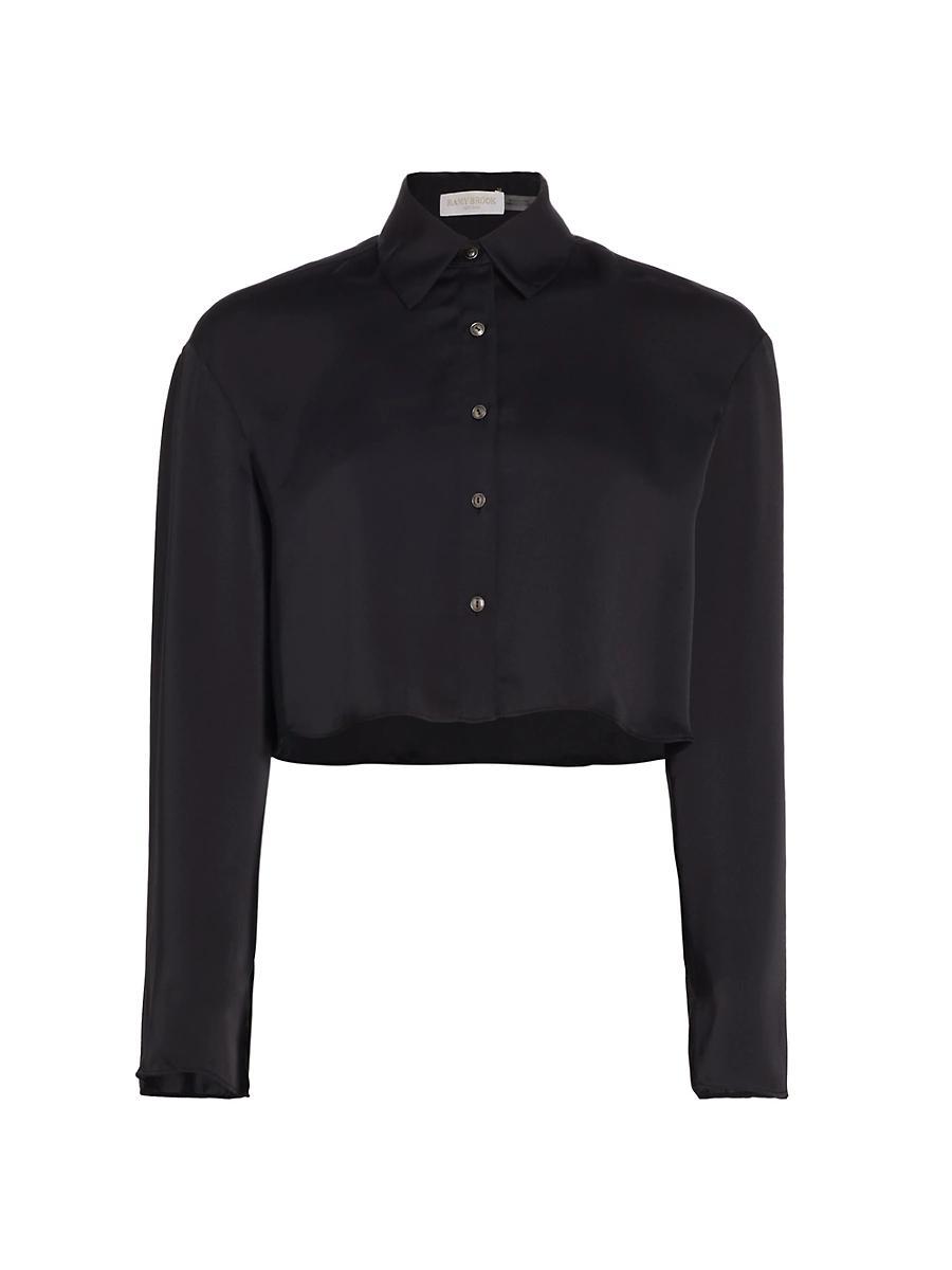 Womens Skyla Satin Crop Shirt Product Image