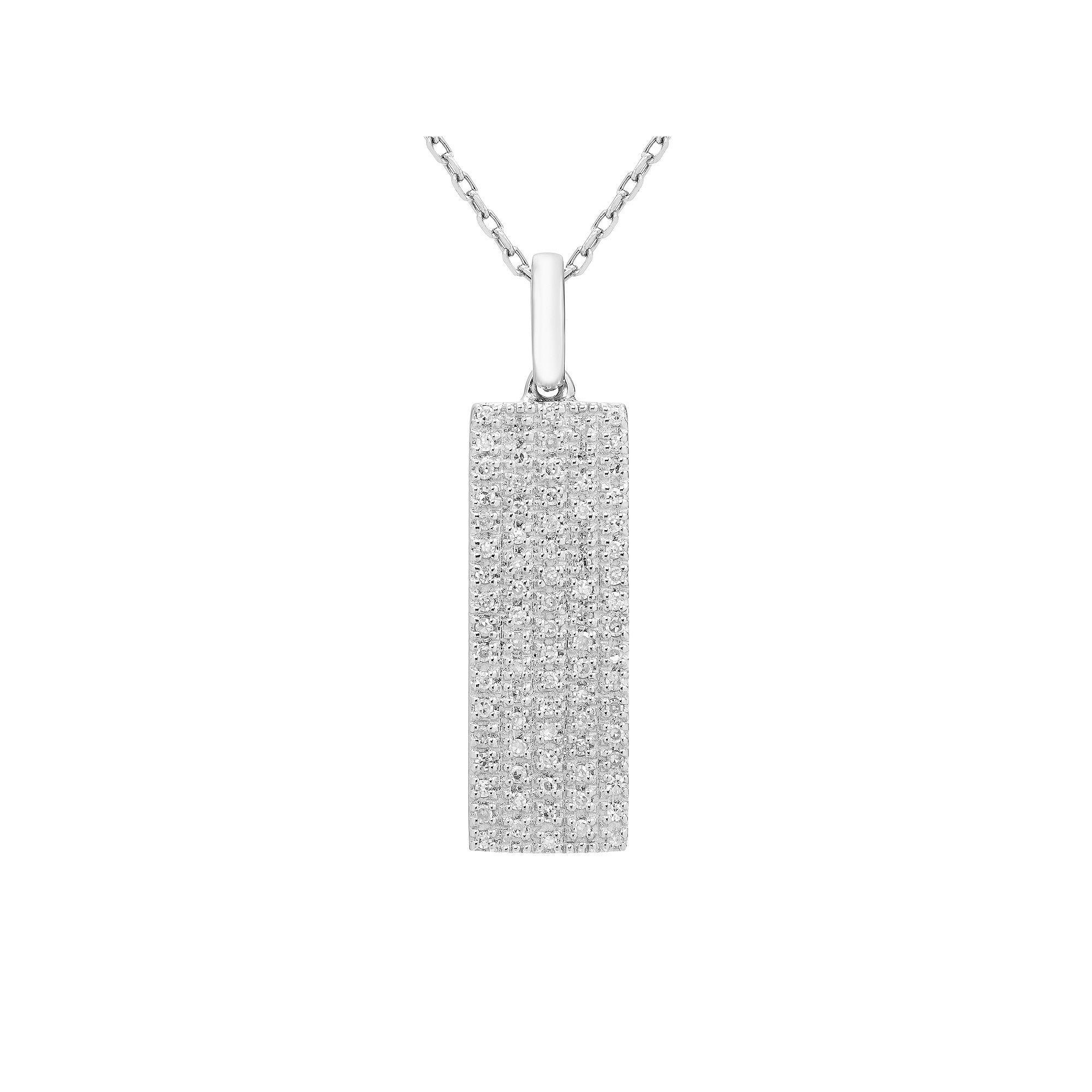 Sterling Silver 1/4 Carat T.W. Diamond Bar Pendant Necklace, Women's, Size: 18" Product Image