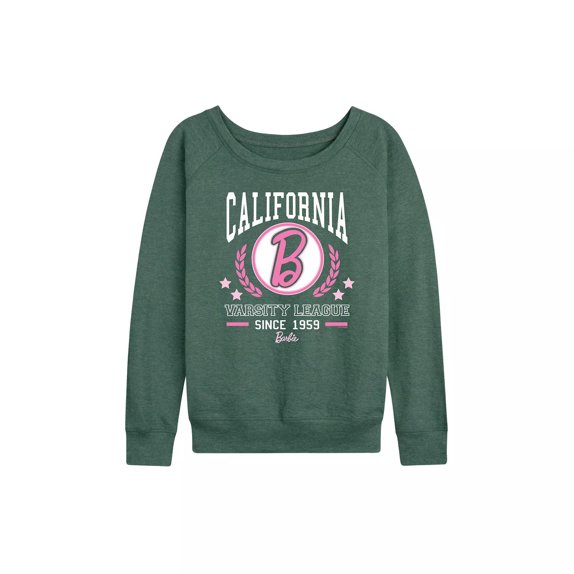 Women's Barbie® Varsity League Graphic French Terry Long Sleeve Tee,  Product Image