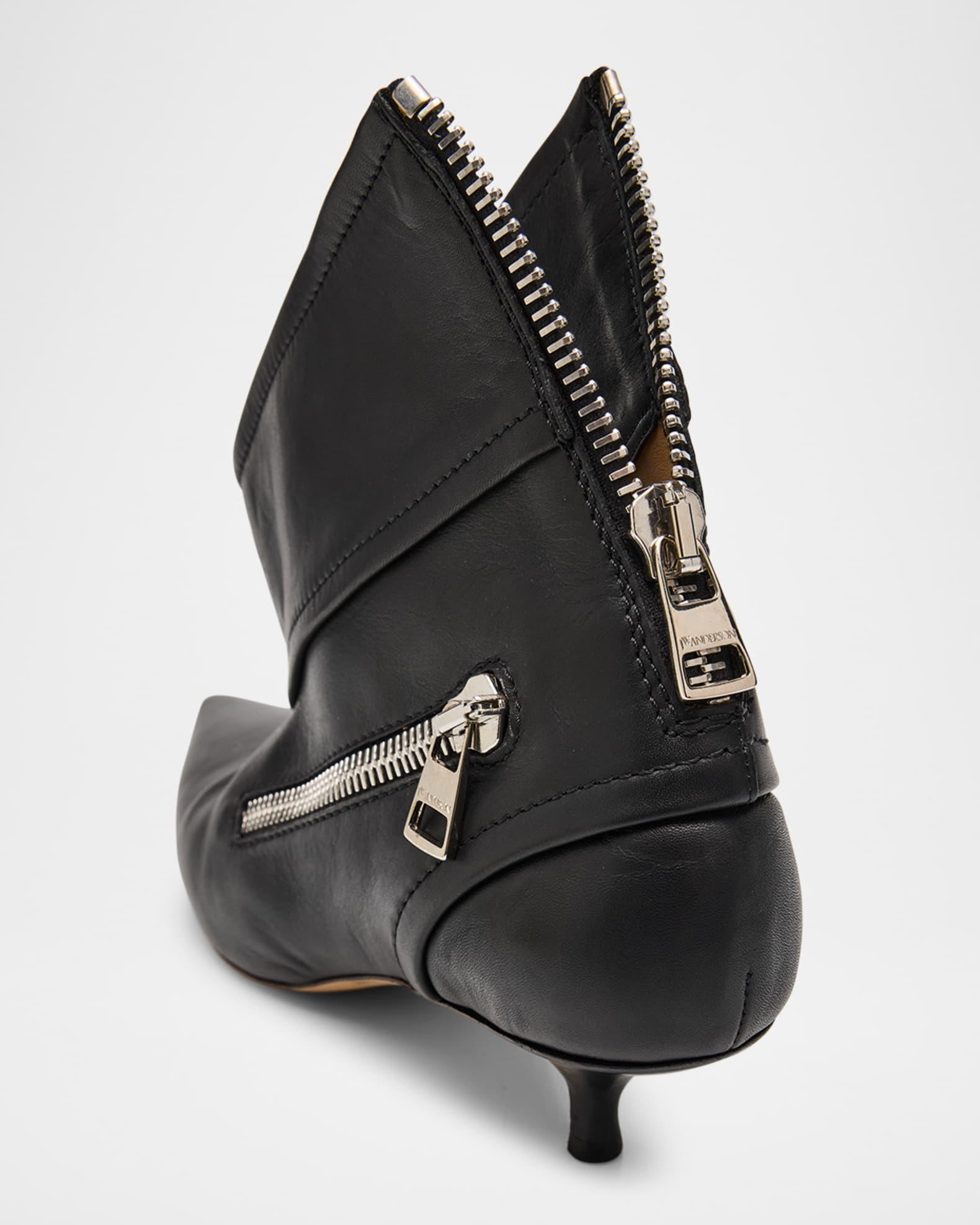 Biker Leather Kitten-Heel Booties Product Image