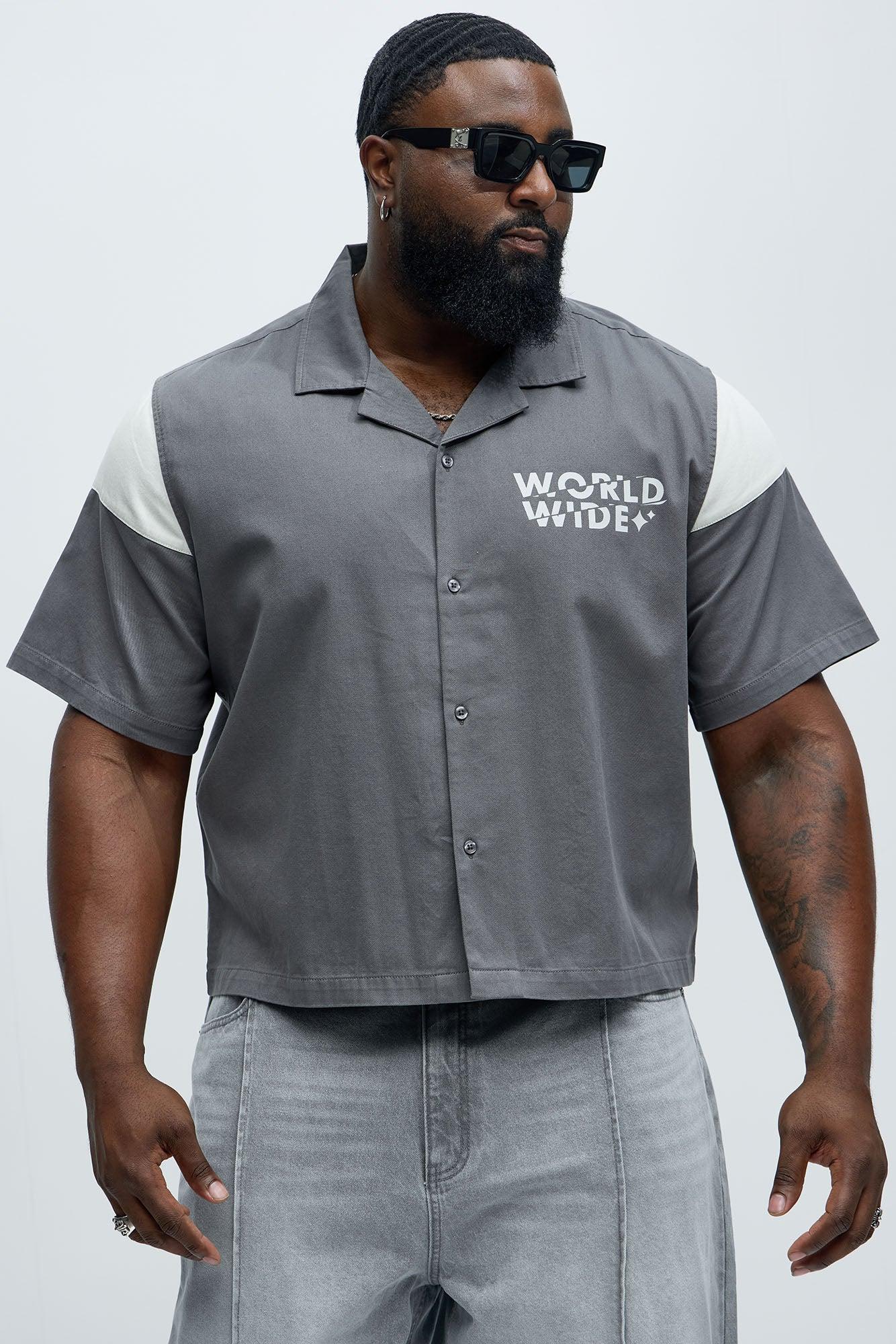 Freedom Graphic Cropped Shirt - Grey Product Image