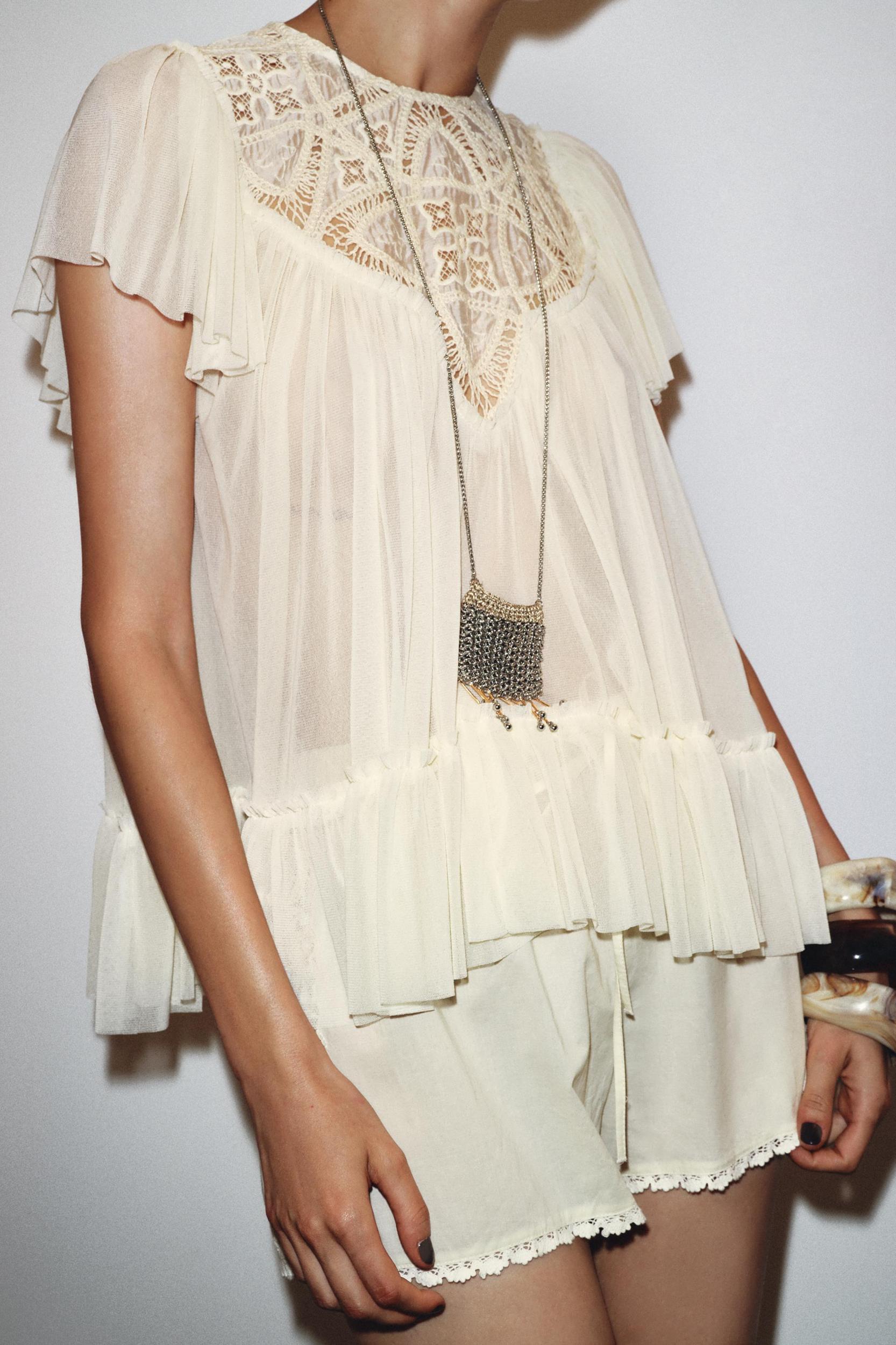 EMBROIDERED FLOWY TOP Product Image