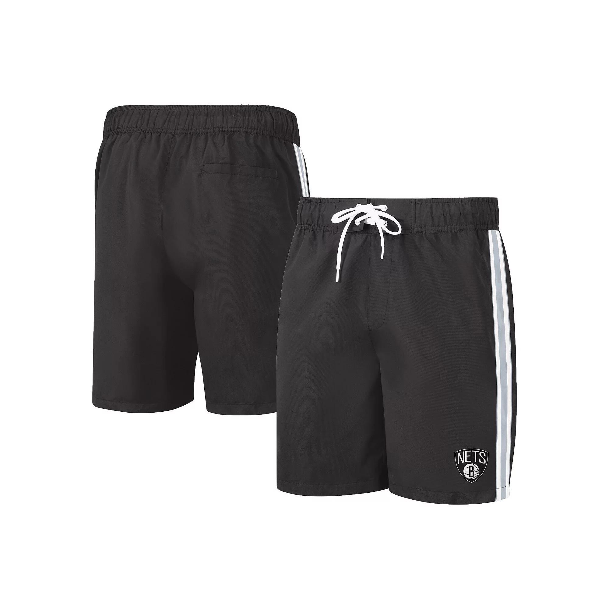 Men's G-III Sports by Carl Banks Black/Gray Brooklyn Nets Sand Beach Volley Swim Shorts, Size: Medium Product Image