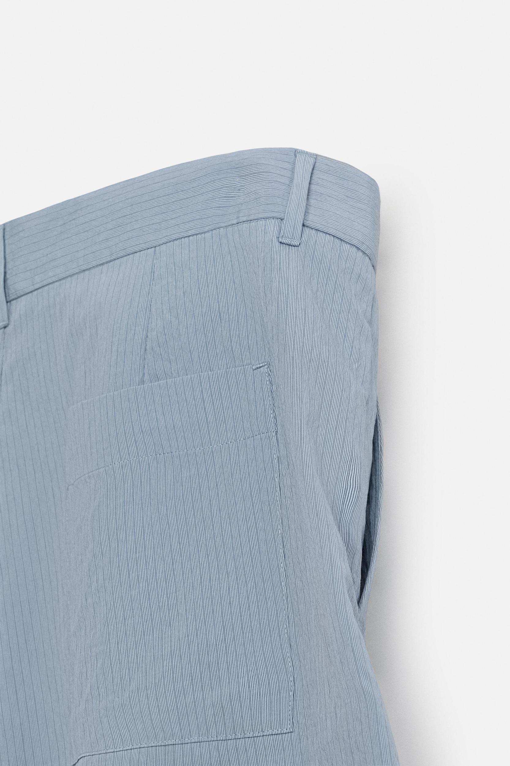 STRIPED CRINKLED EFFECT BERMUDA SHORTS Product Image