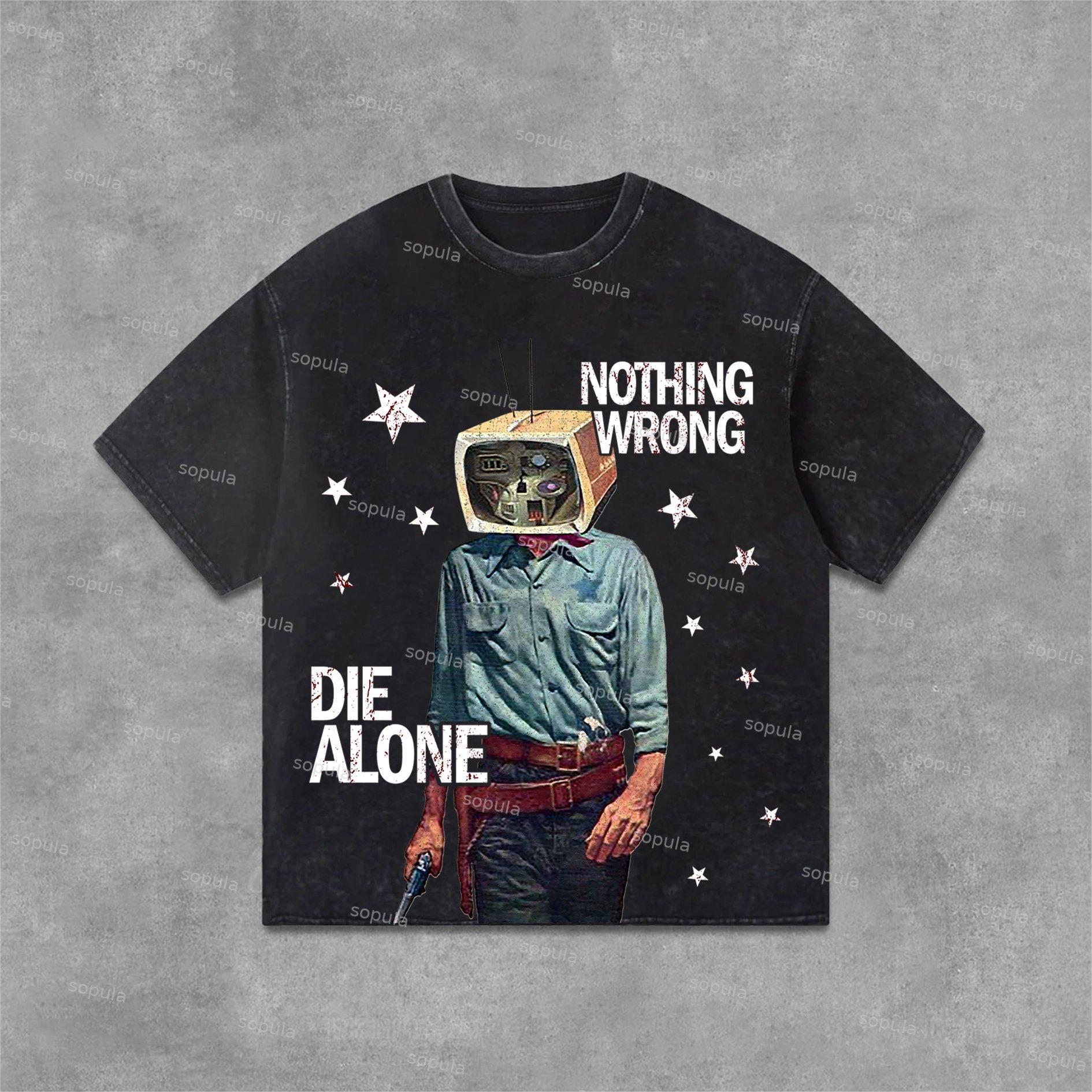Sopula Nothing Wrong Graphic Print Acid Washed T-Shirt Product Image